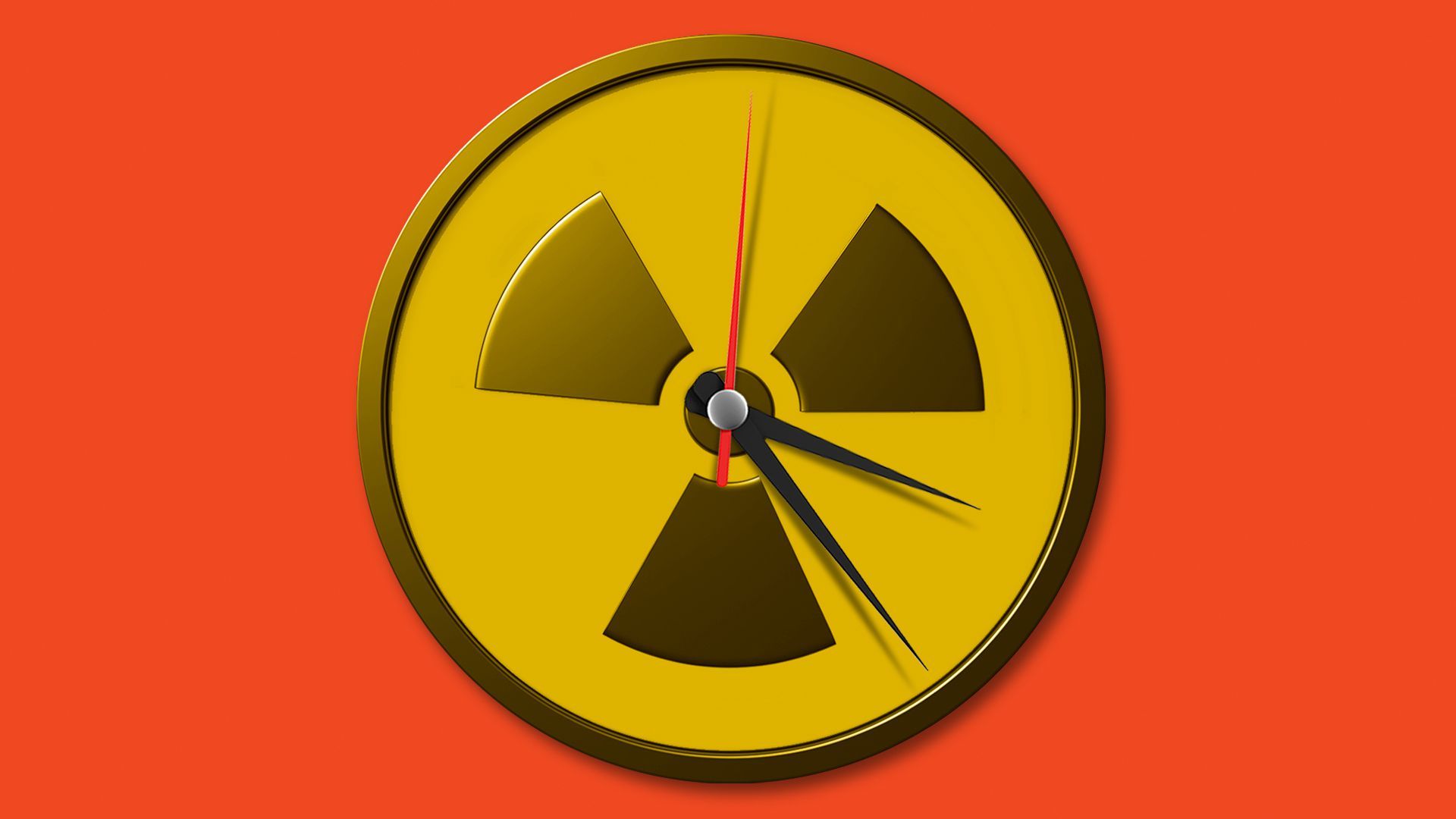 Illustration of a nuclear warning as a clock face
