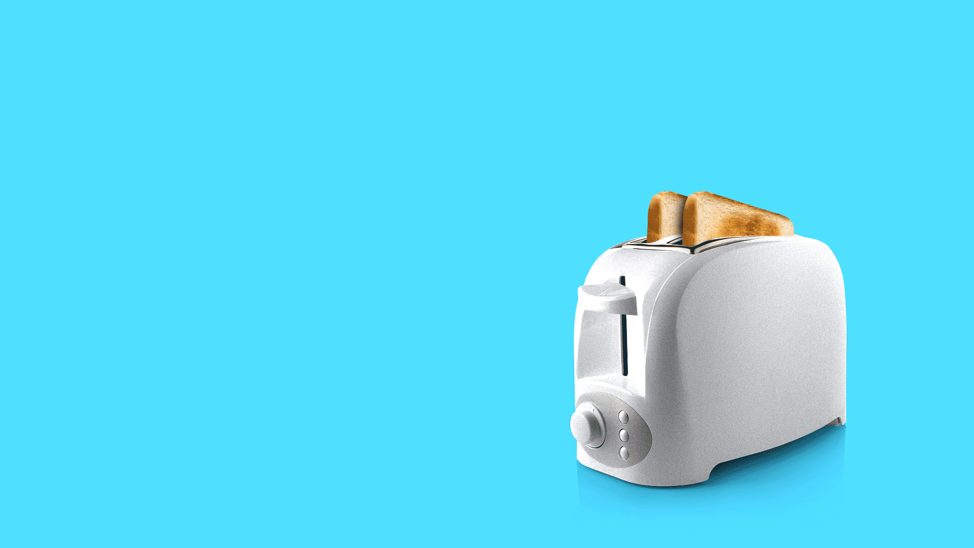 Animated illustration of a toaster toasting bread, and the bread shooting out of sight