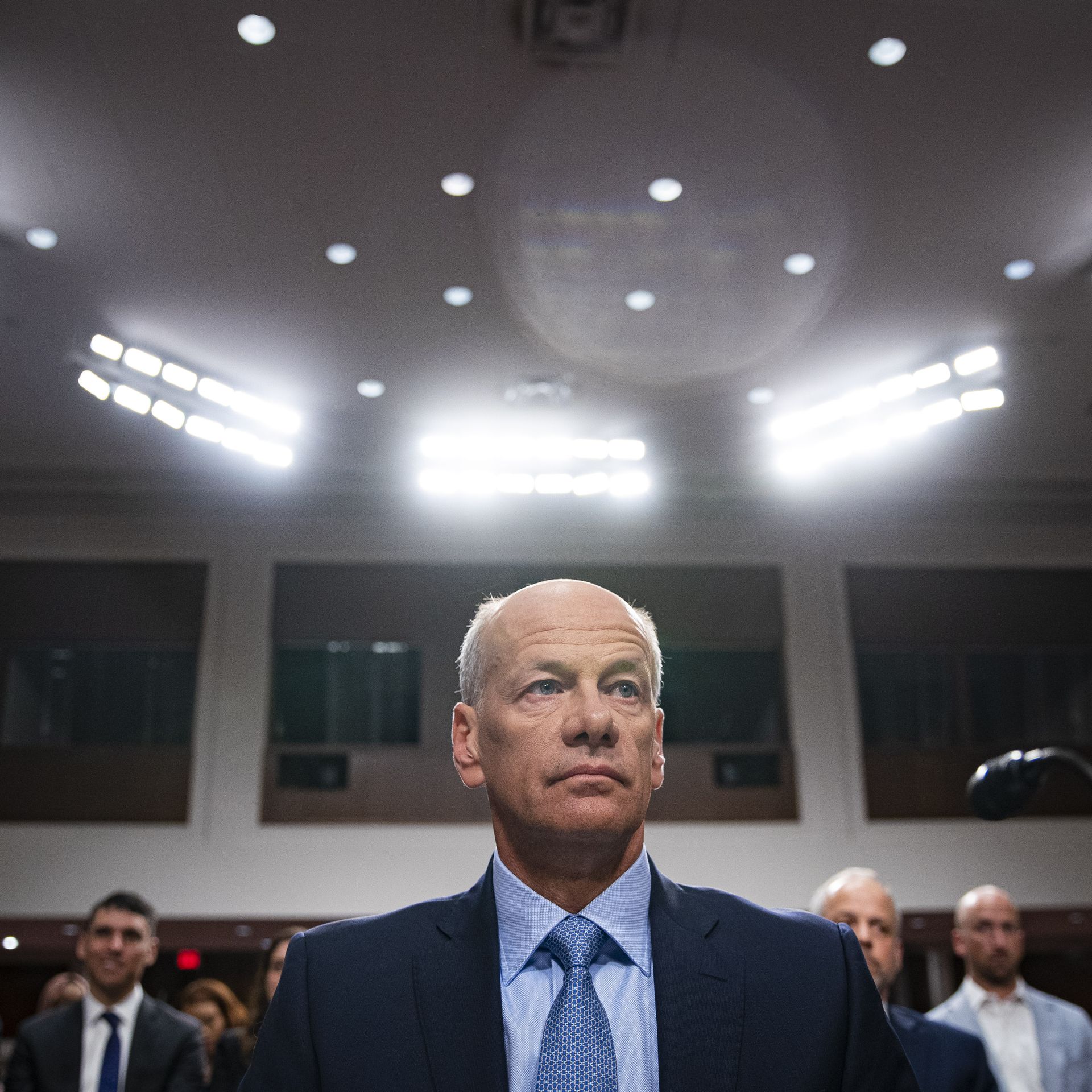 Greg Becker, former chief executive officer of Silicon Valley Bank, arrives during a Senate Banking, Housing, and Urban Affairs Committee hearing in Washington, DC, US, on Tuesday, May 16, 2023. 