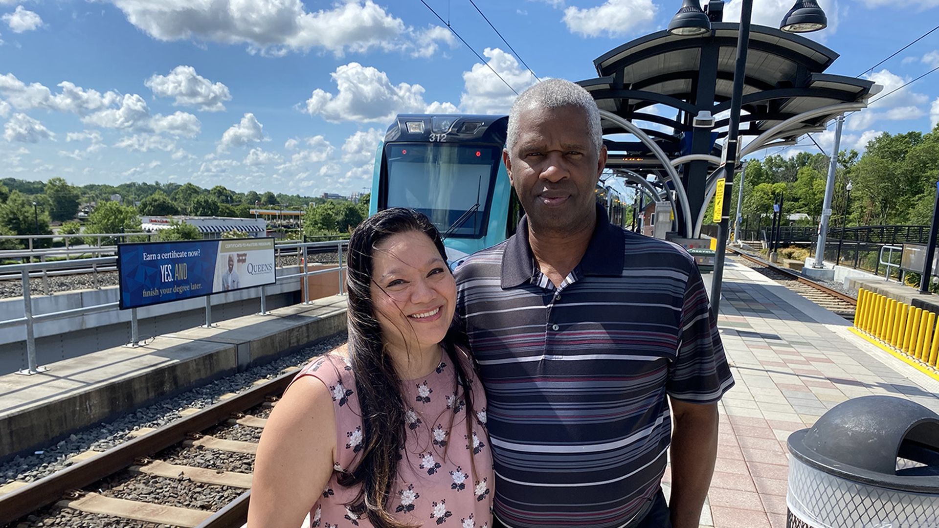 Pam and George, blue line, light rail, lynx, uptown, Charlotte, meet cute