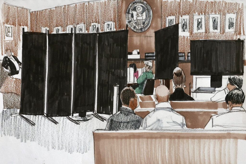 Drawing of a courtroom 