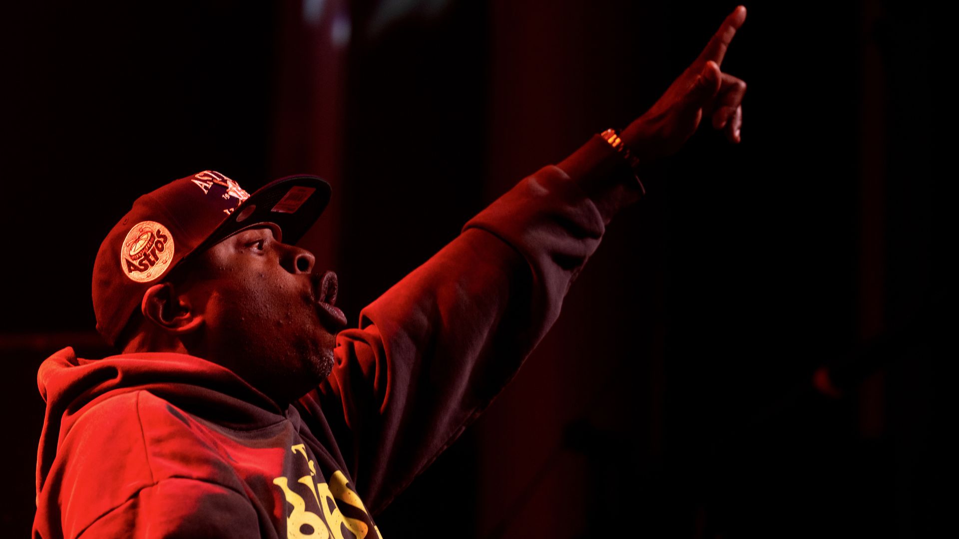 Rapper Scarface performs on stage. 