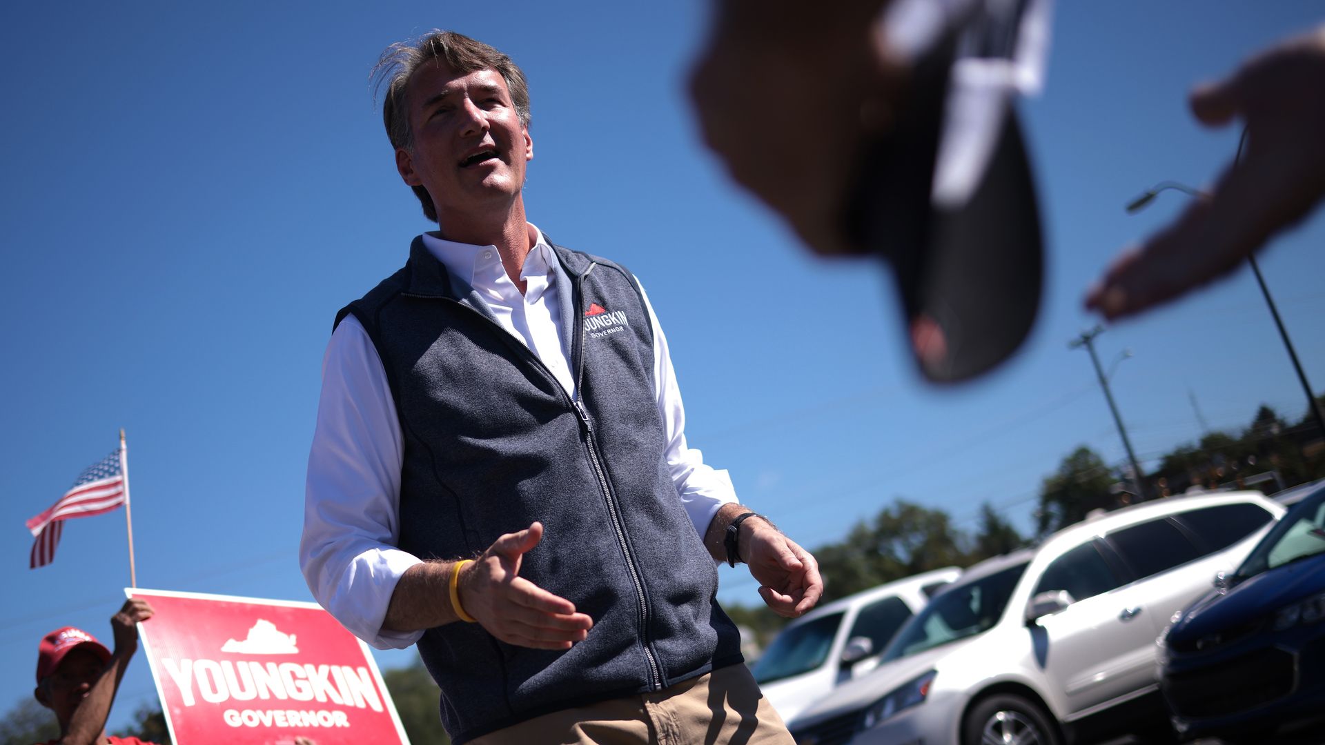 Virginia gubernatorial candidate Glenn Youngkin is seen during an appearance in Harrisonburg, Va.