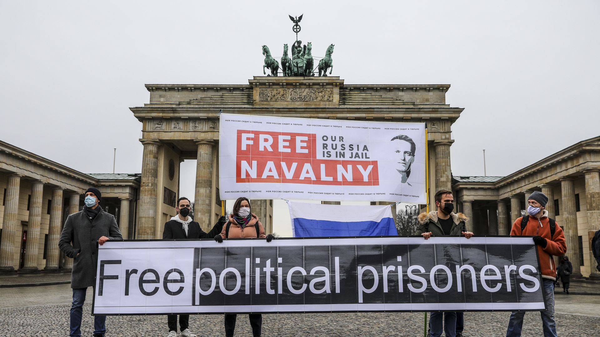 Navalny protesters in Berlin