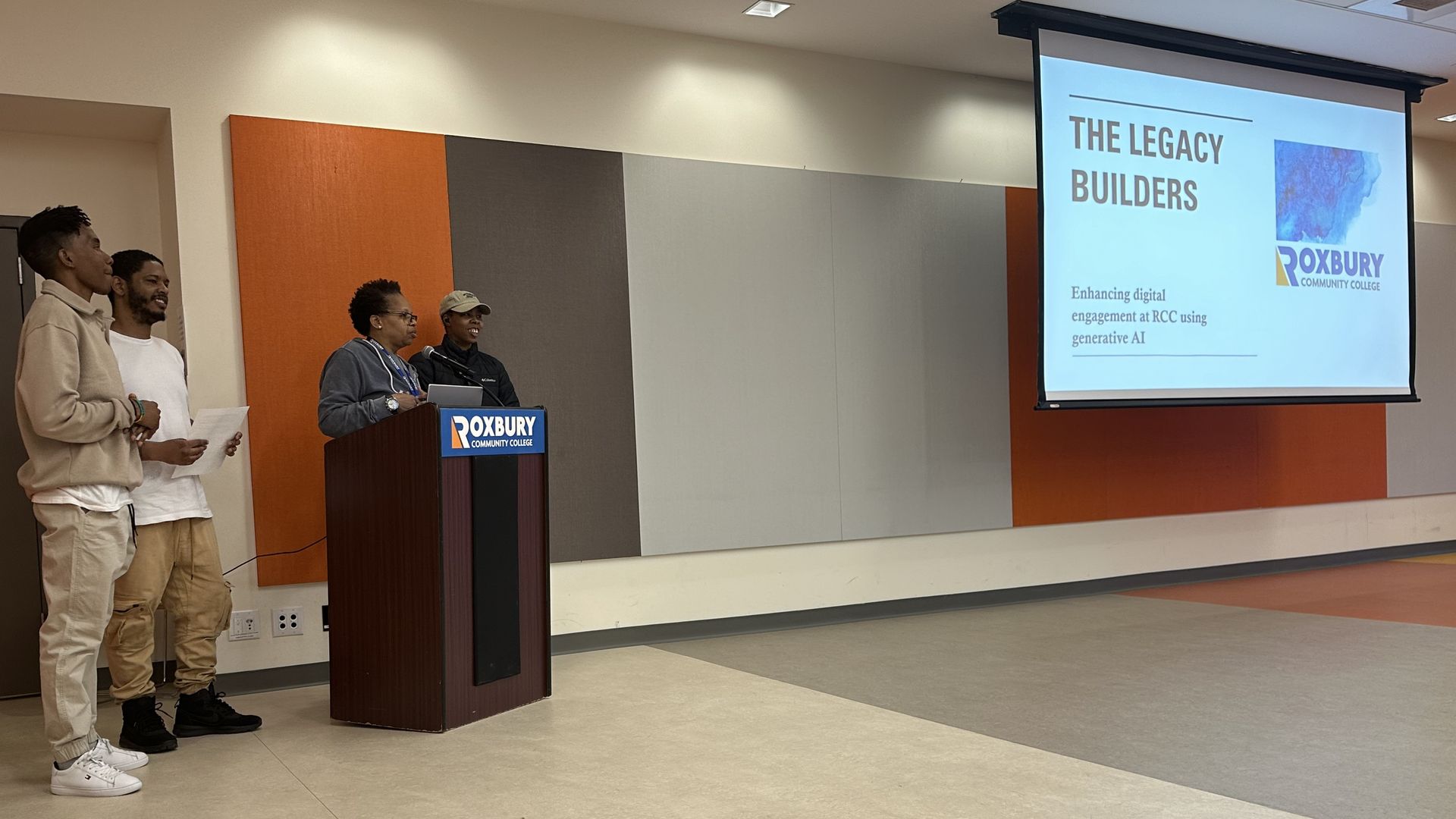 Members of Legacy Builders, who proposed an AI-driven tool to boost online engagement. 