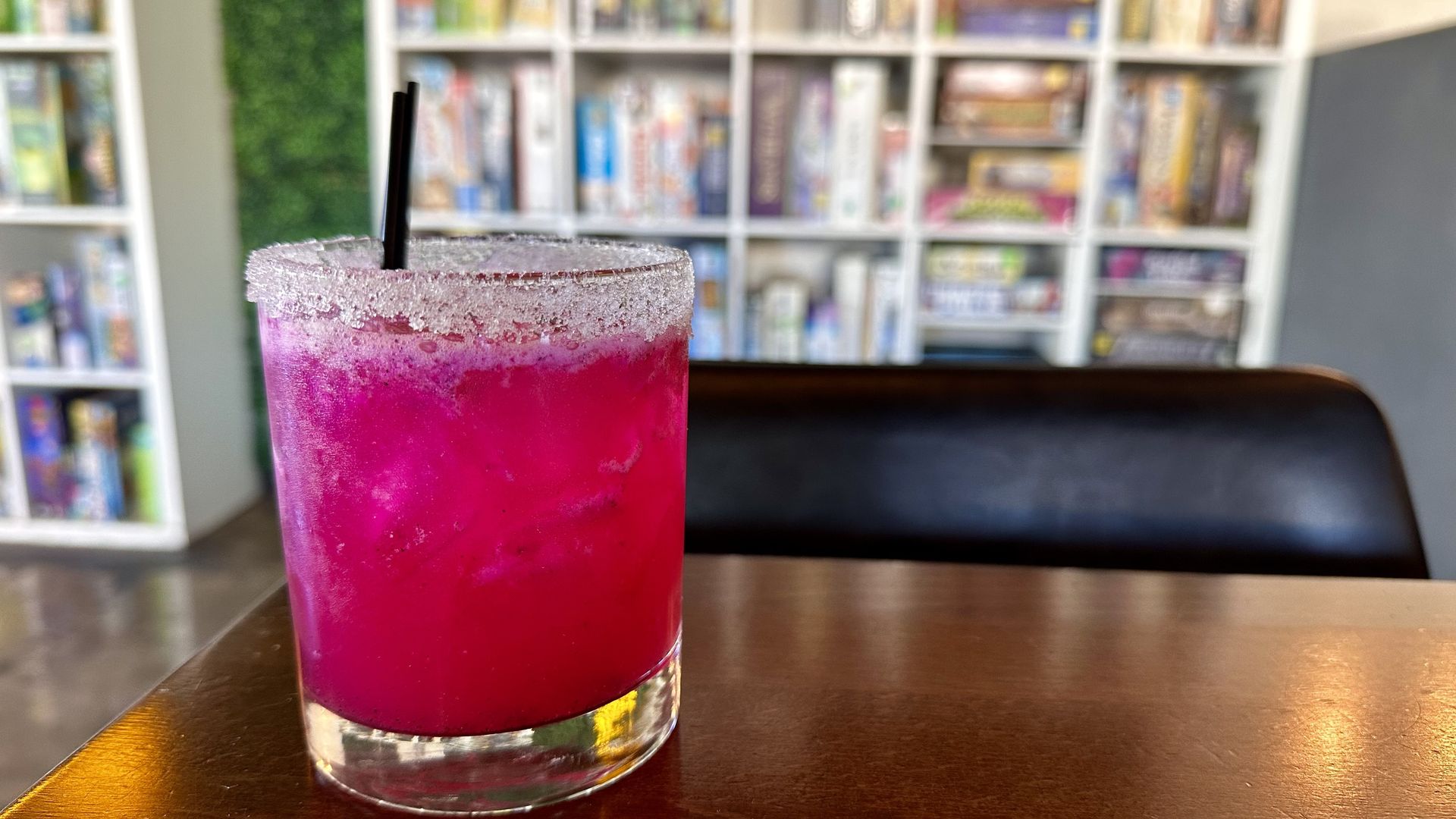 A photo of a pink cocktail