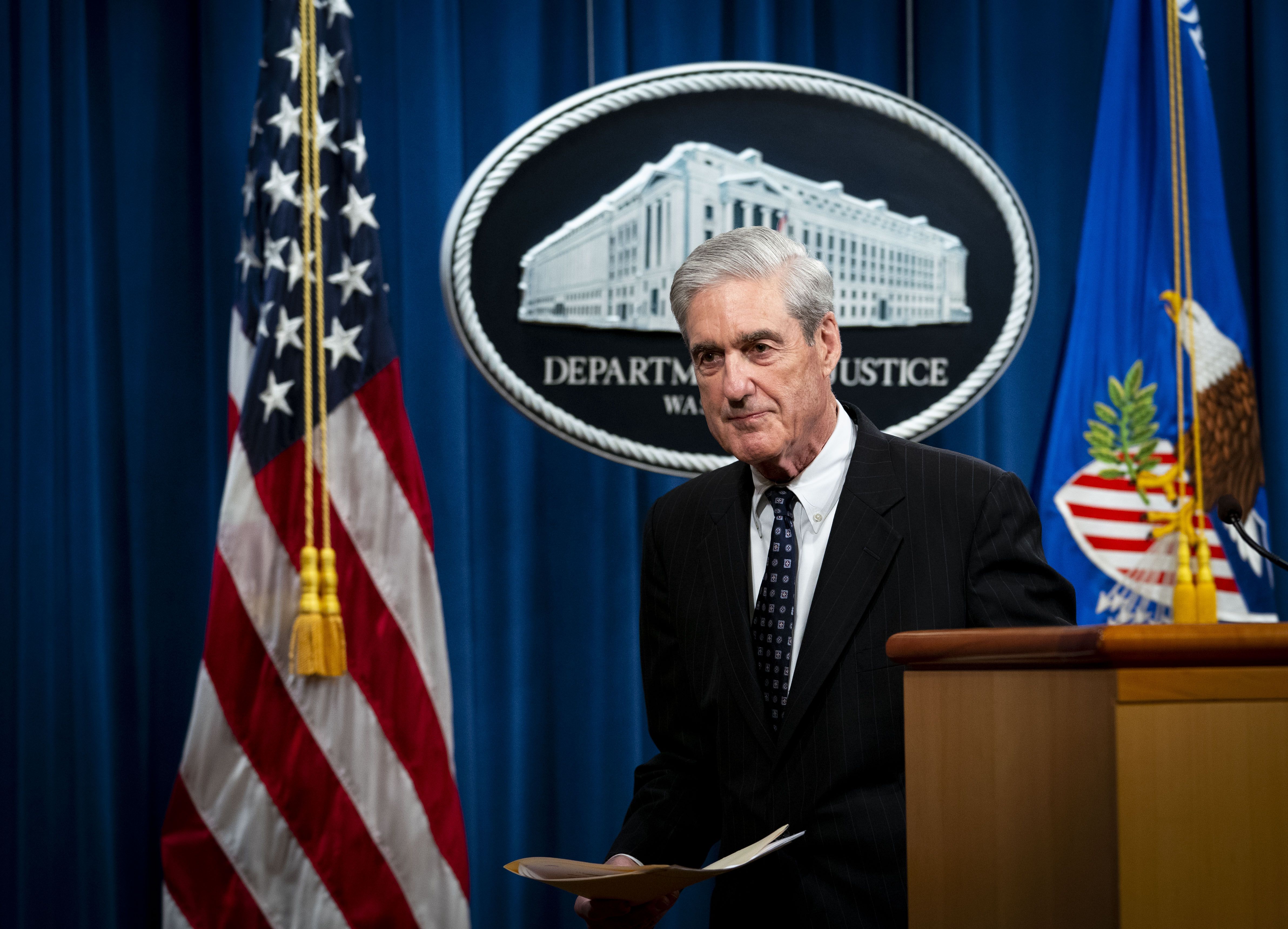 FILE -- Robert Mueller, the special counsel, speaks about the Russia investigation at the Justice Department in Washington, May 29, 2019. The appointment of Mueller as special counsel to conduct an investigation related to a sitting president roiled Washington around the start of President Donald Tr