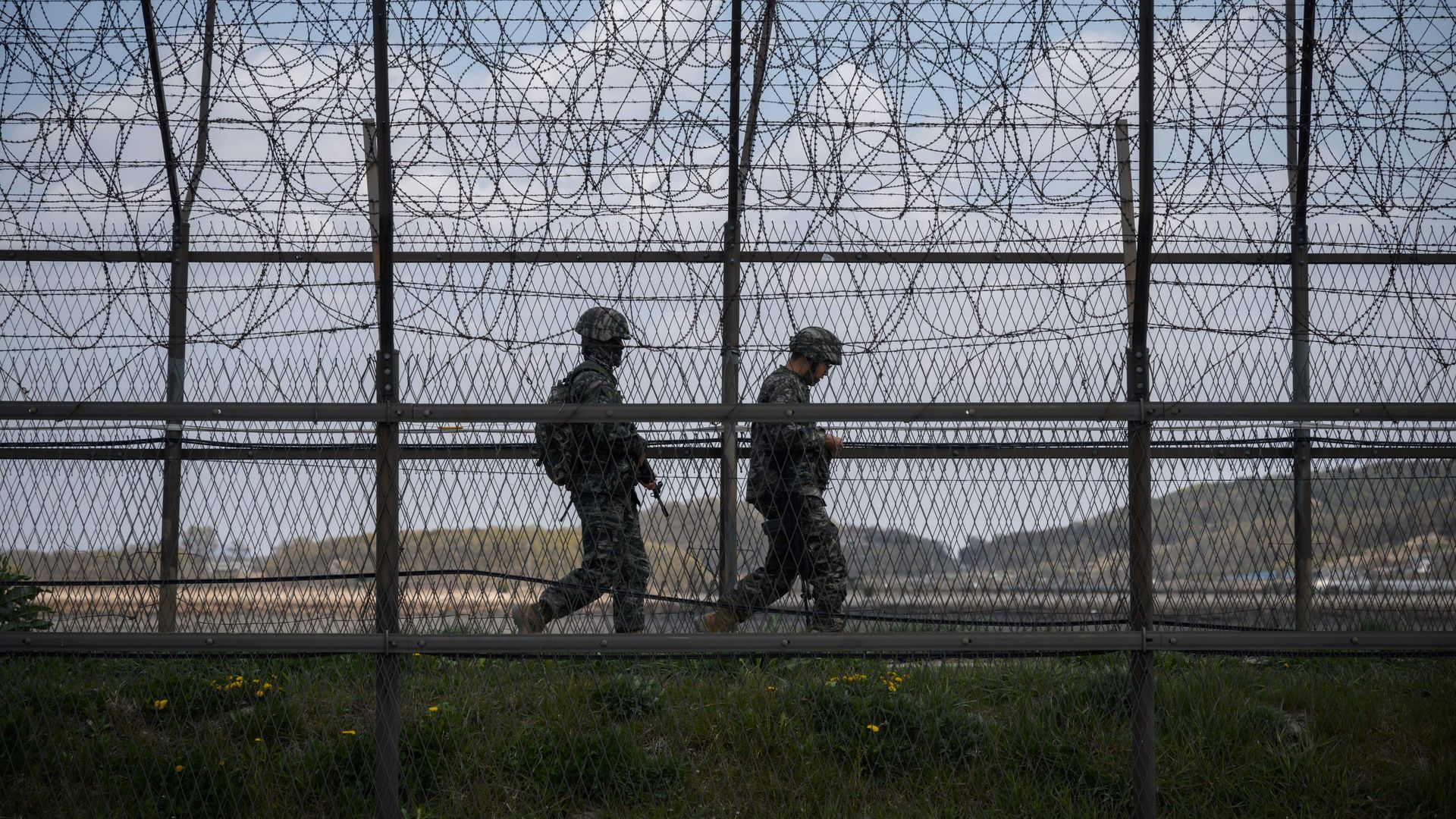 South Korean troops patrolling the DMZ on April 23.