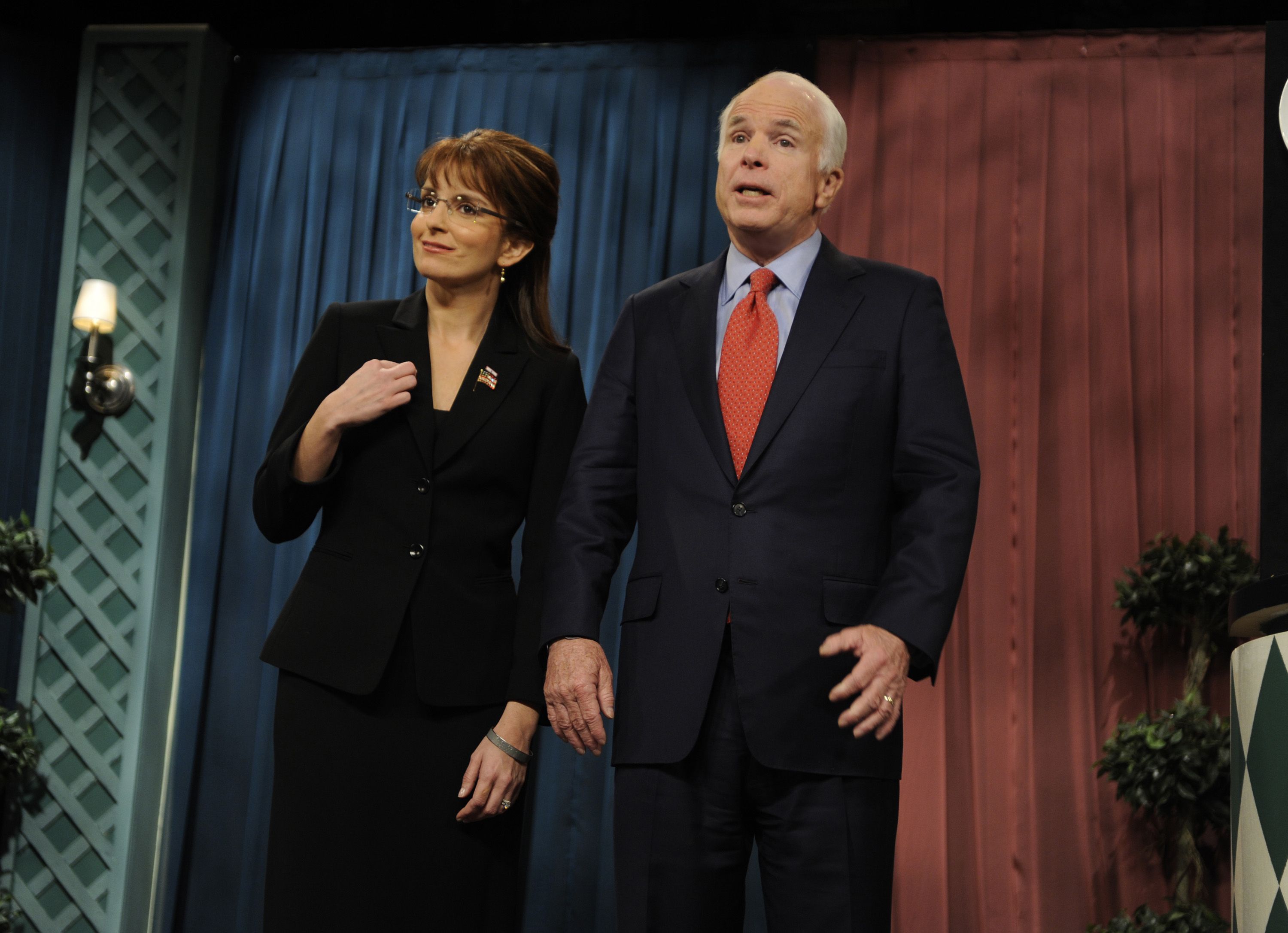 Two people on stage.