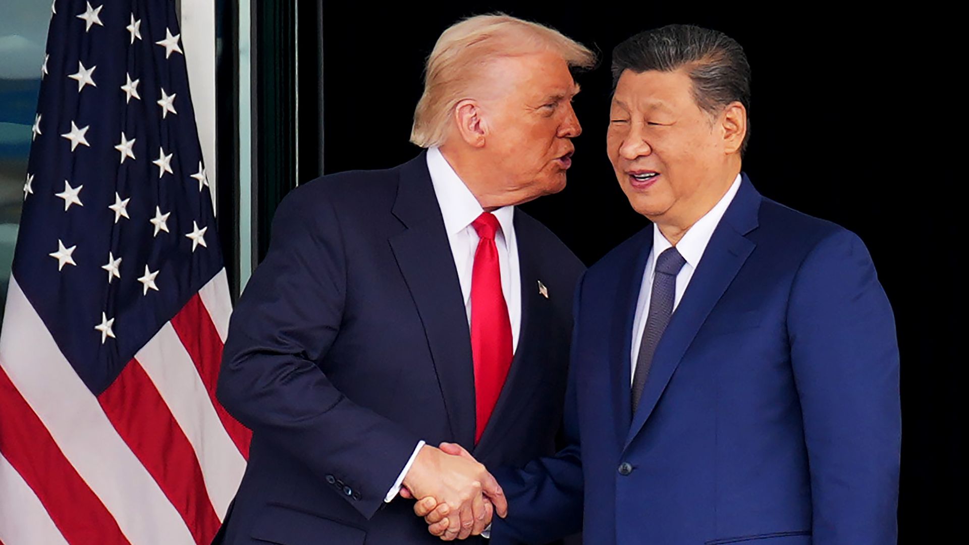 President Trump and Chinese President Xi Jinping shake hands following a bilateral meeting today in Busan, South Korea. Photo: Andrew Harnik/Getty Images