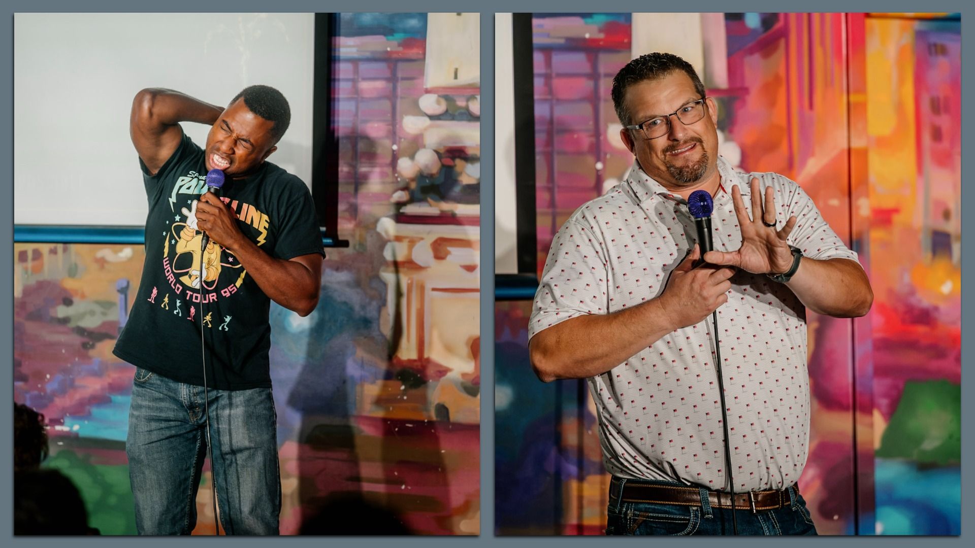 A photo from "The Briefing Room," a civic comedy benefit at Helium Comedy Club in Indianapolis.