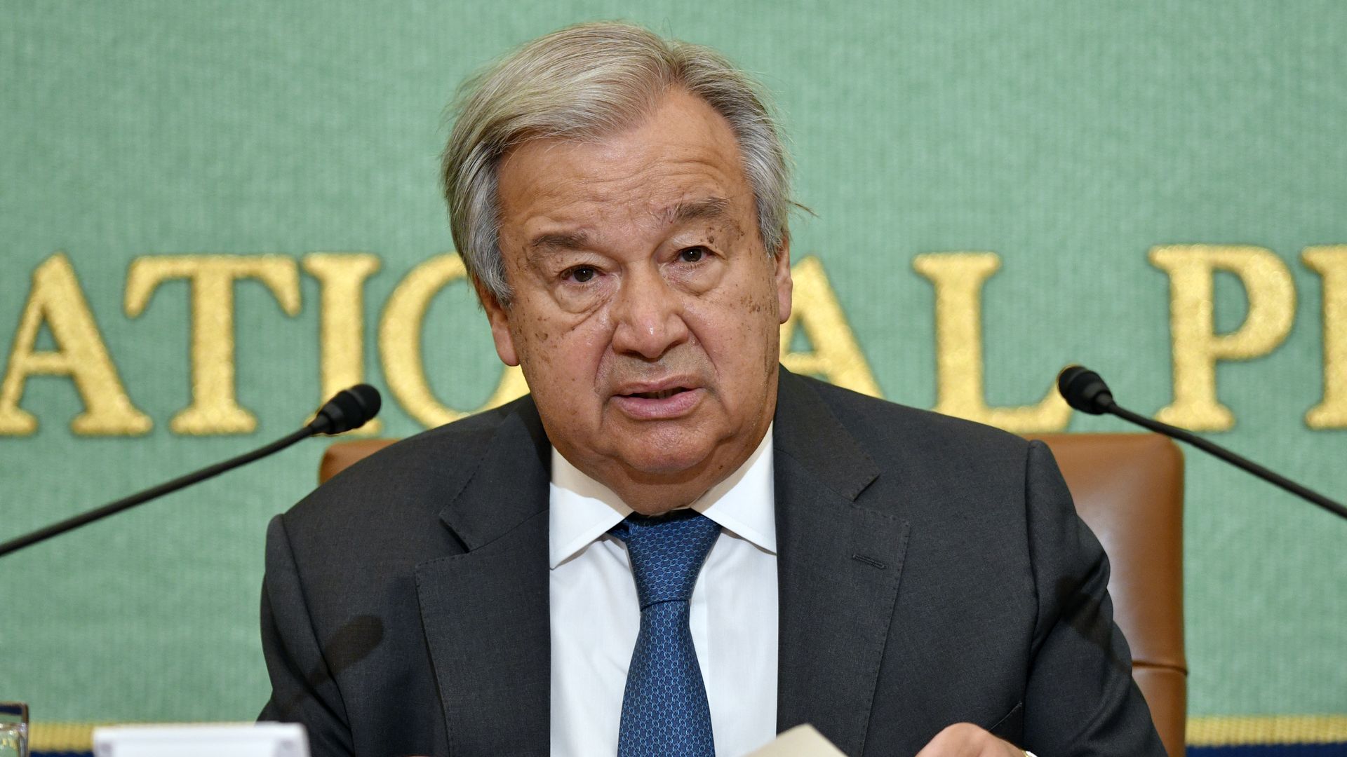 Antonio Guterres speaks during a press conference