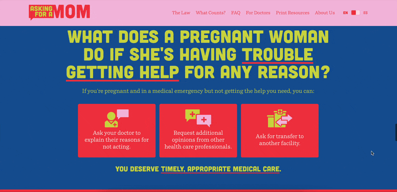 A screen captured video showing a website with resources for pregnant women