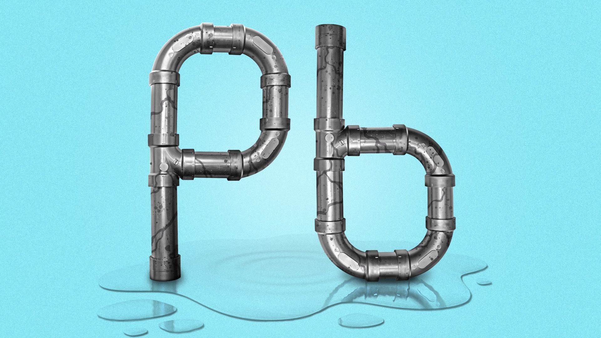 Illustration of pipes in the shape of a p and a b 