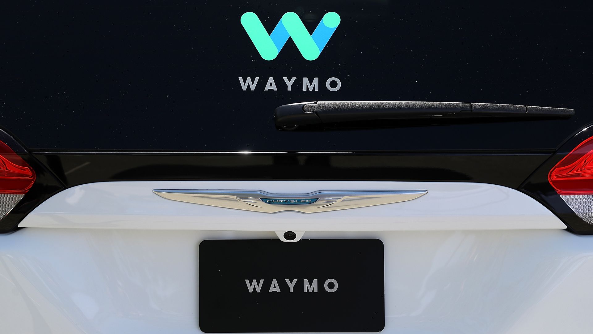Self-driving cChrysler car Waymo. 