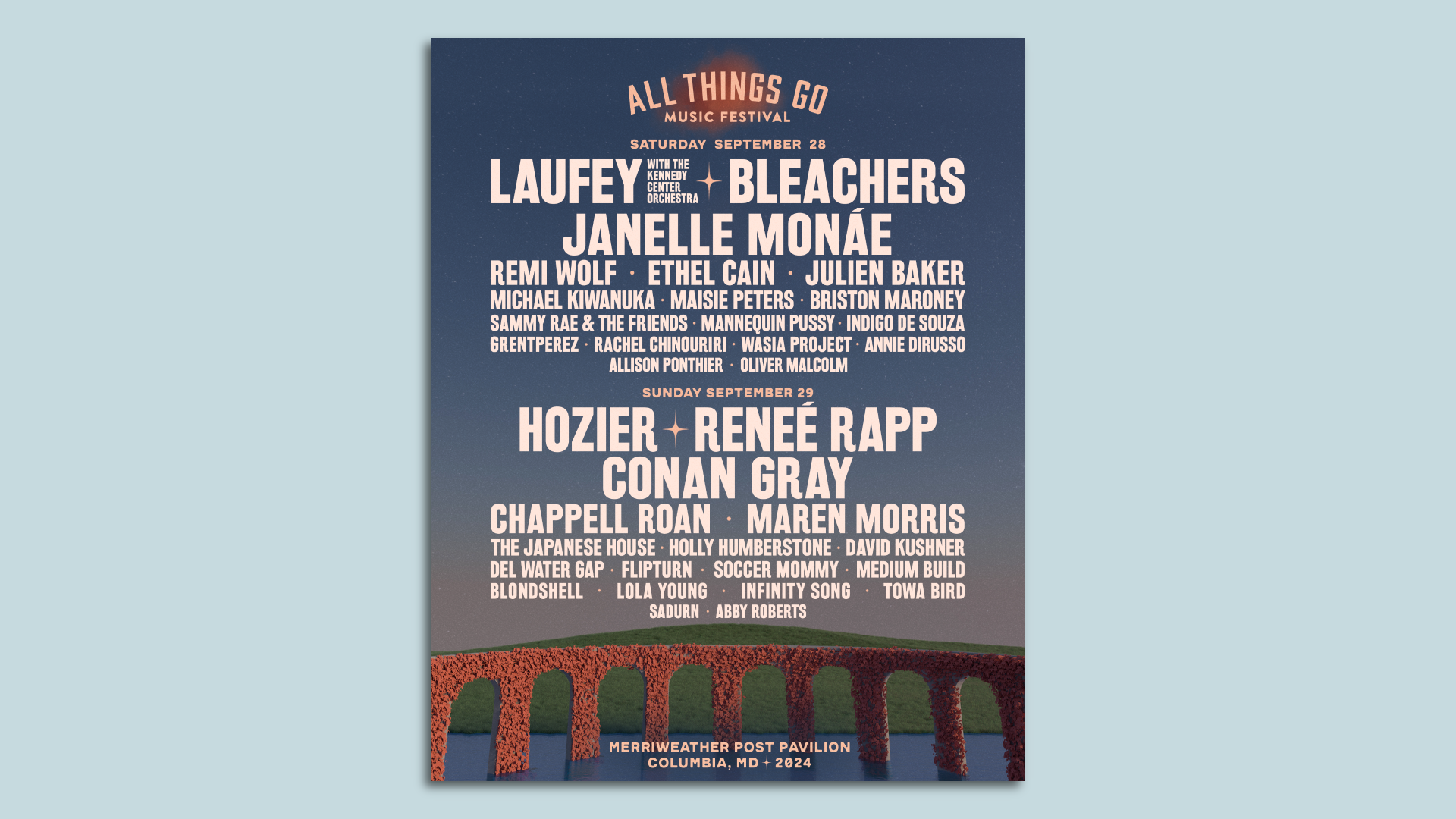 The lineup for the All Things Go music festival in Columbia, Md. 