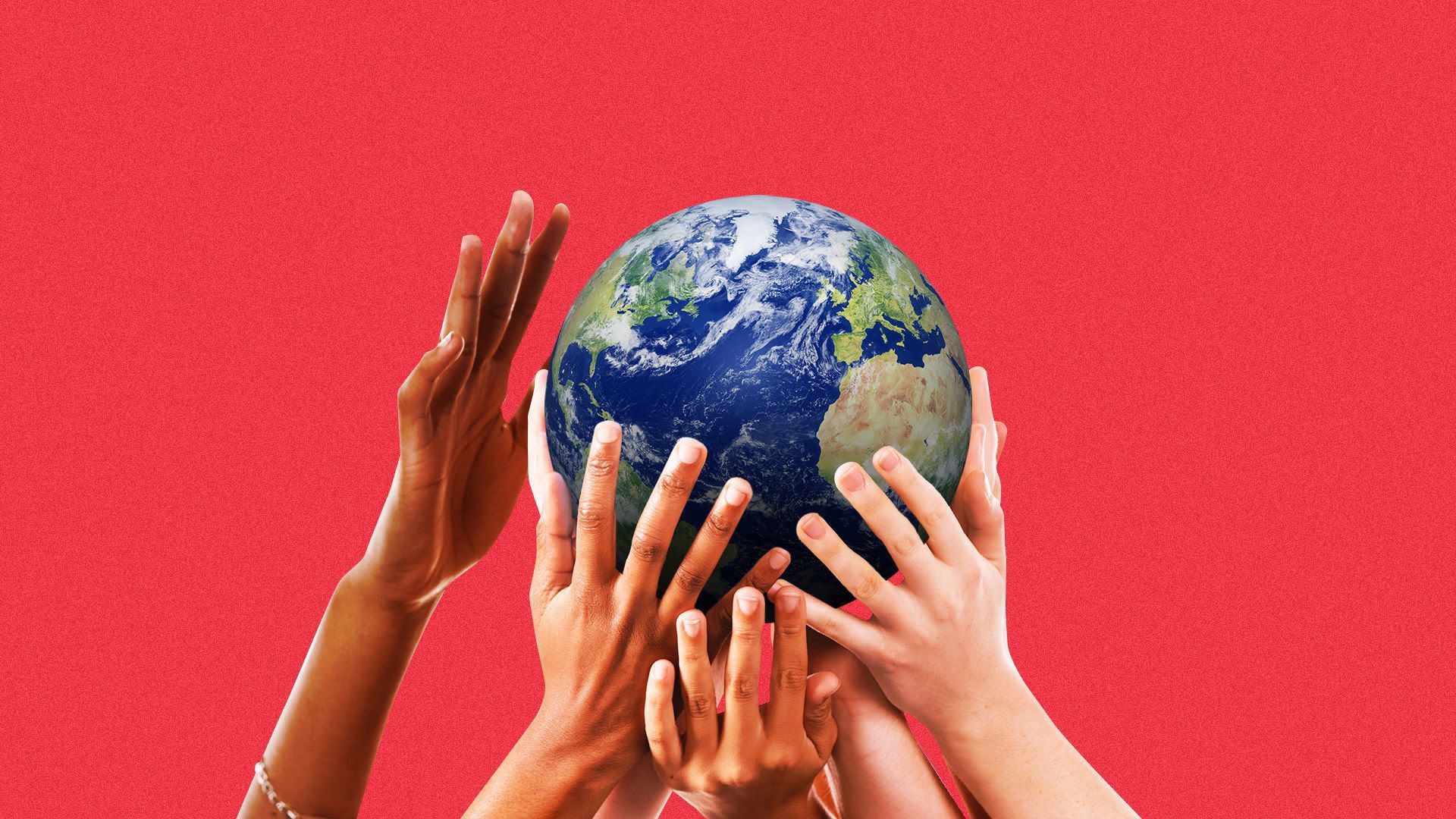 People holding a globe.