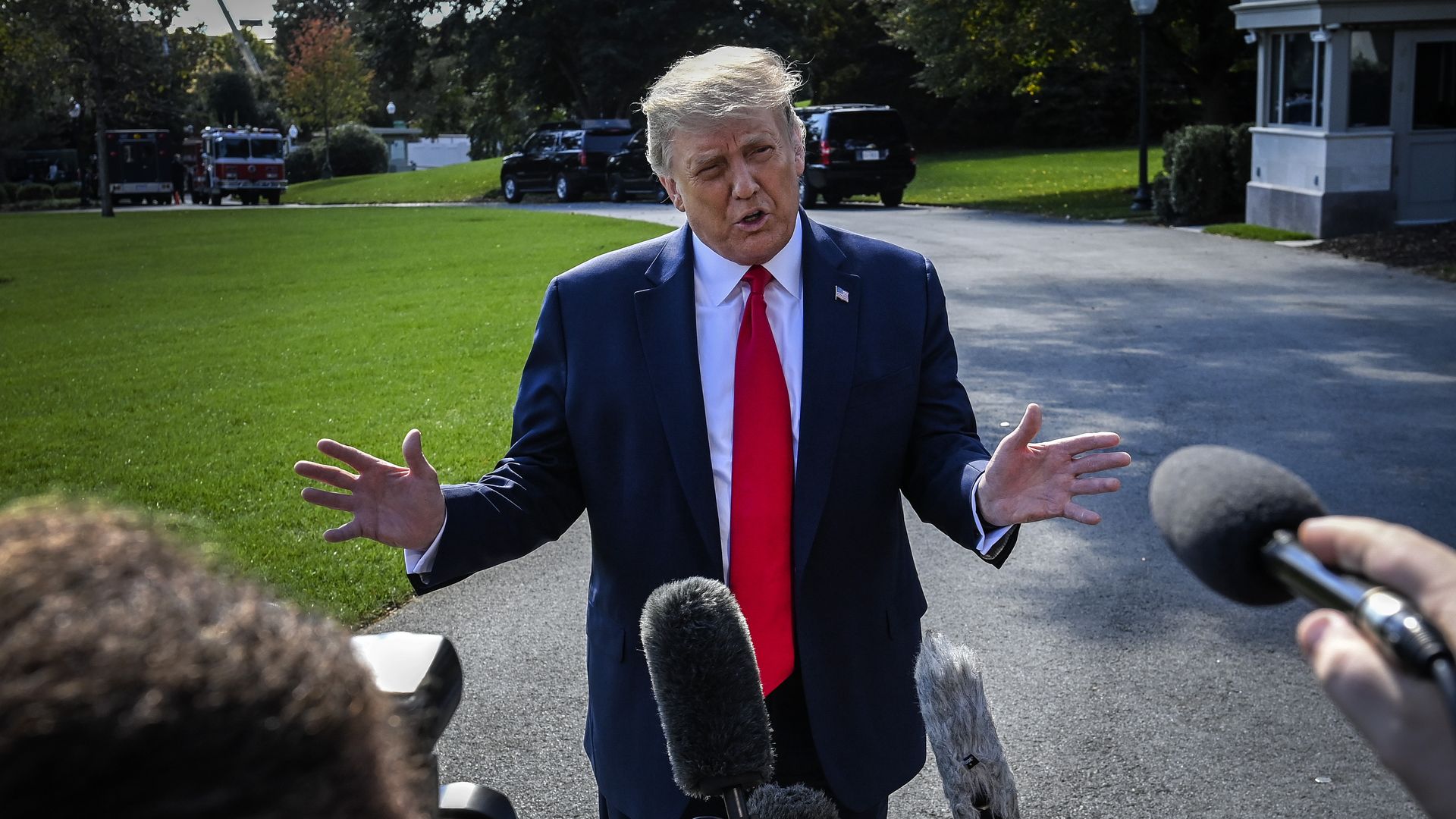 Trump speaking to reporters at the White House on Sept. 30.