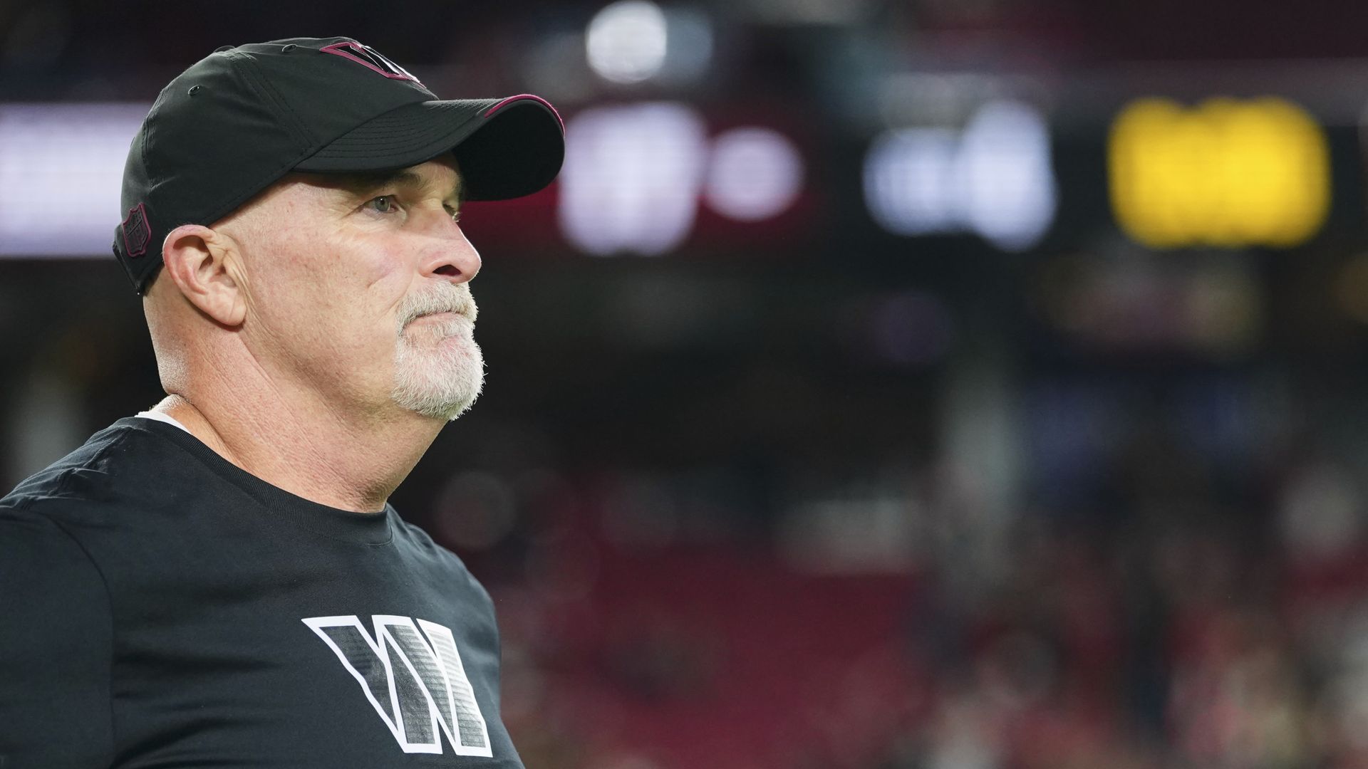 Washington Commanders head coach Dan Quinn looks on after losing to the San Francisco 49ers during an NFL football game at Levi's Stadium on October 19, 2026 in Santa Clara, California. (Photo by Cooper Neill/Getty Images)