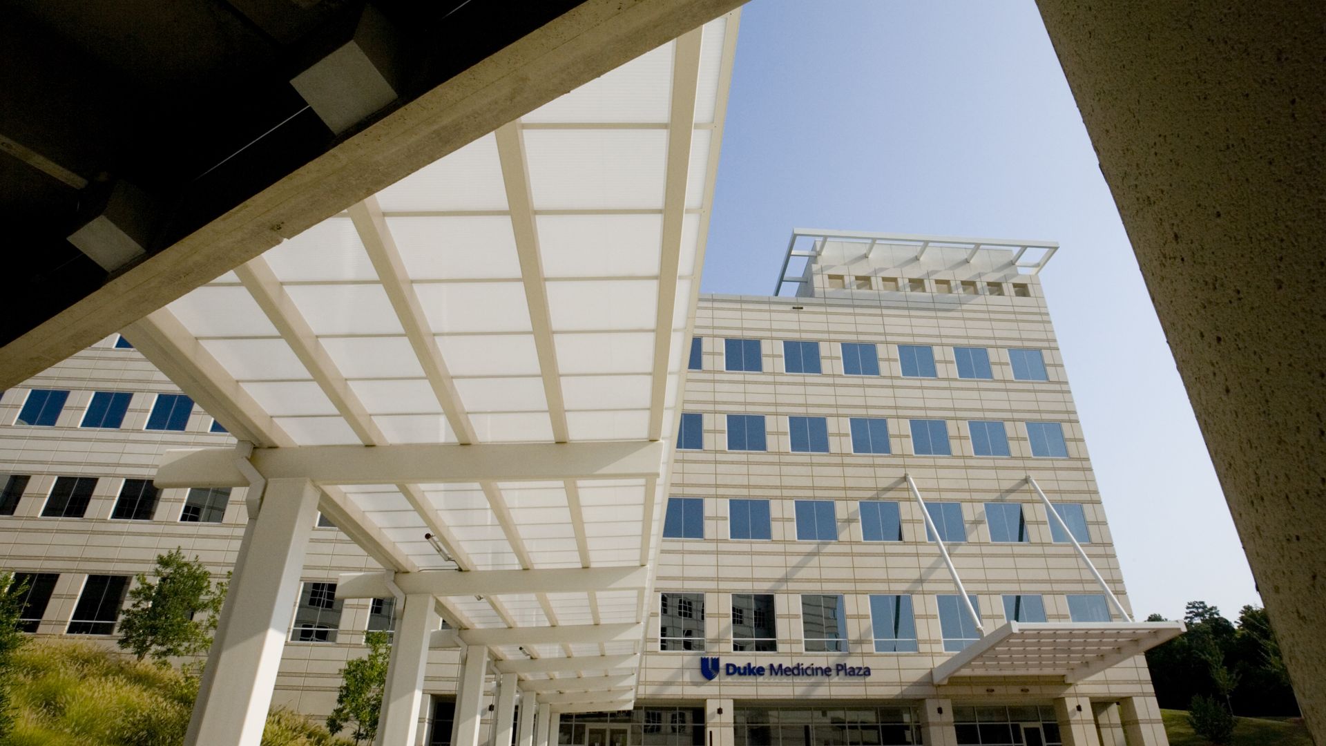 A hospital building at Duke Health's facility in Raleigh