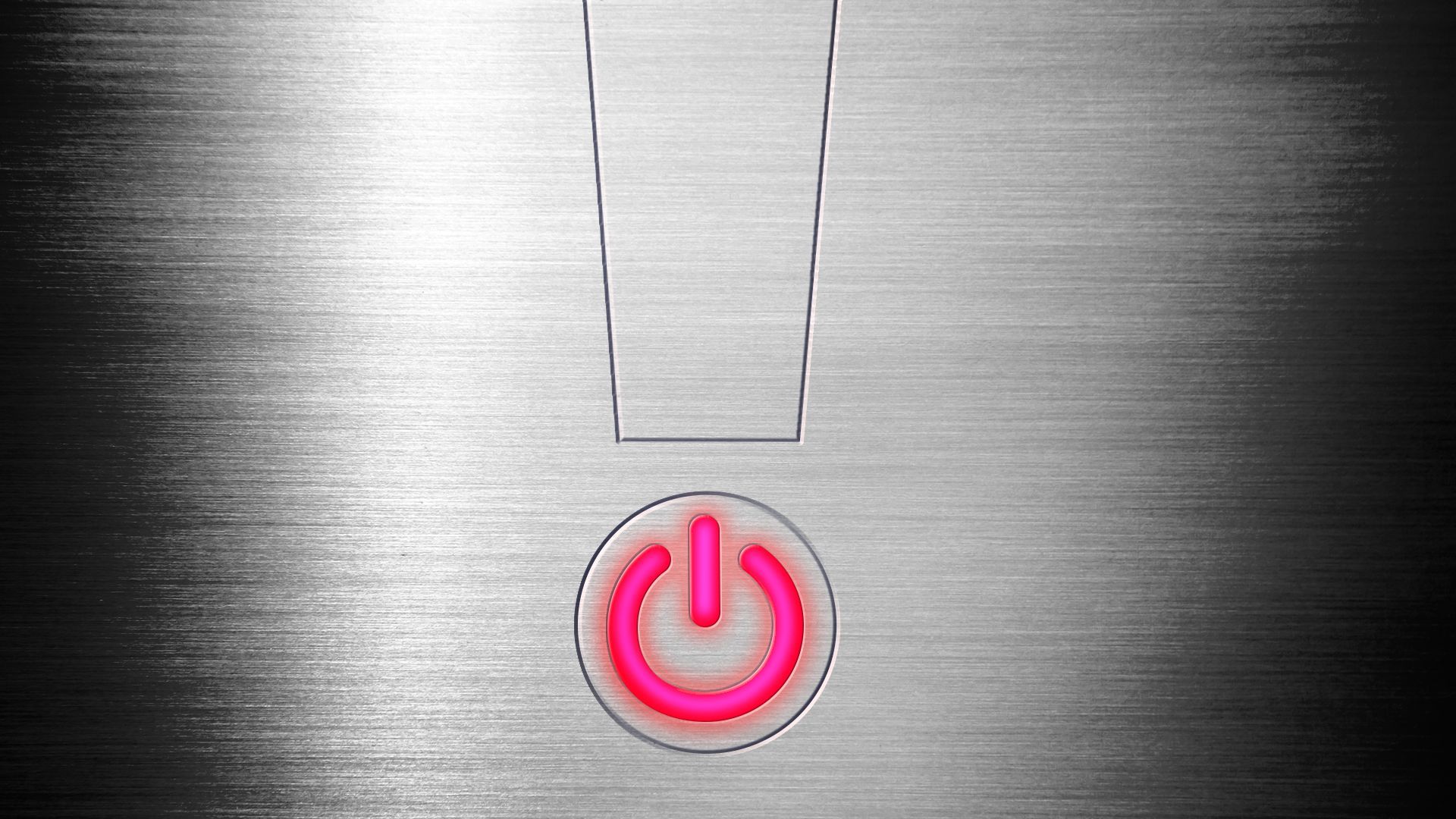 Illustration of an exclamation point with the dot resembling a power button.