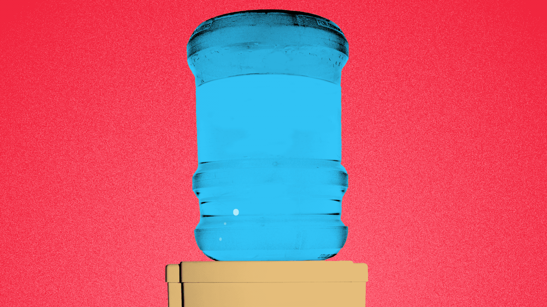 Illustration of a water cooler, with the word 