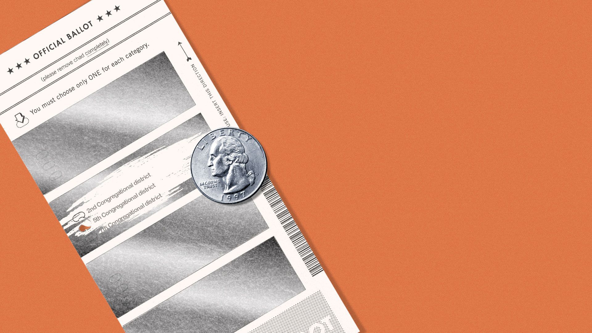 Illustration of an election ballot as a scratch-off lottery ticket