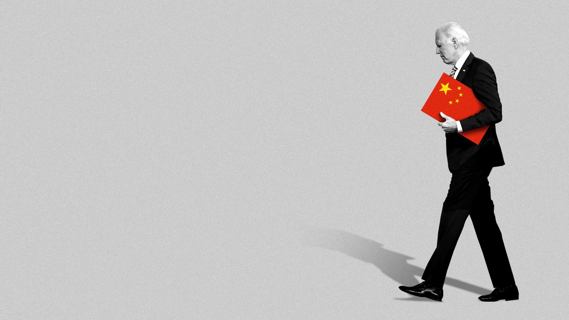 Photo illustration of Joe Biden holding a Chinese flag.