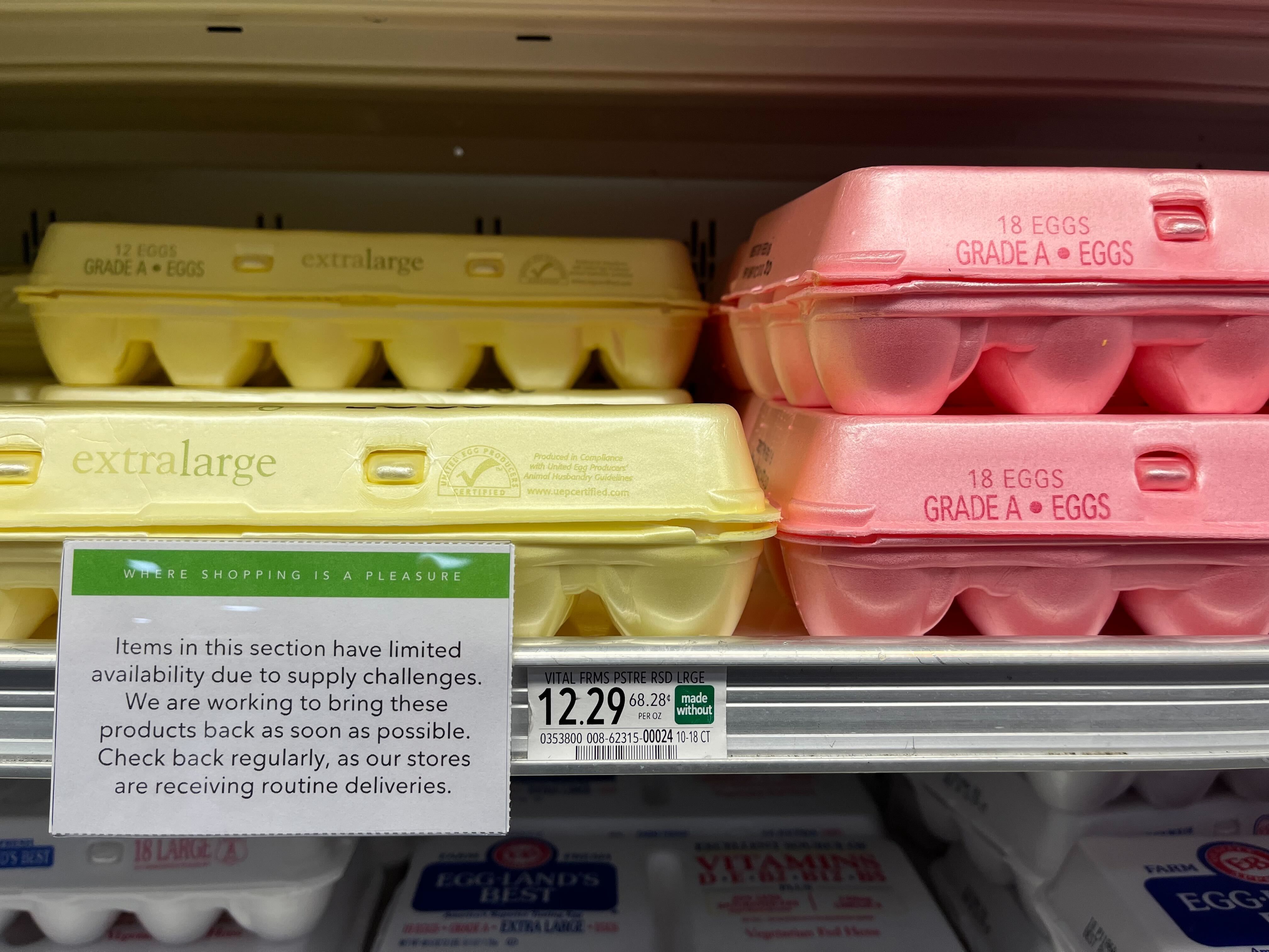 A sign at a South Florida Publix warns about limited egg supplies.