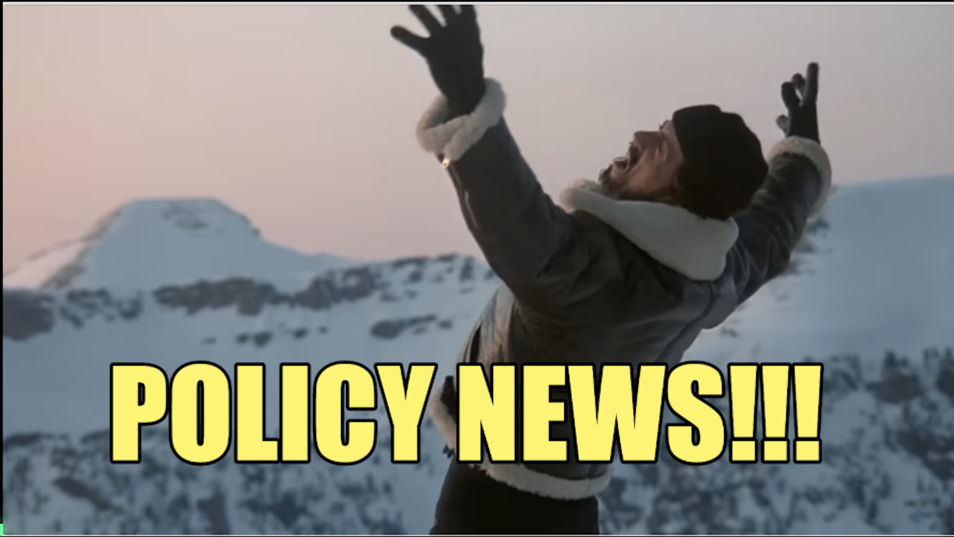 Photo of Rocky yelling "Drago!!" but with the words "Policy News!!!" overlaid 
