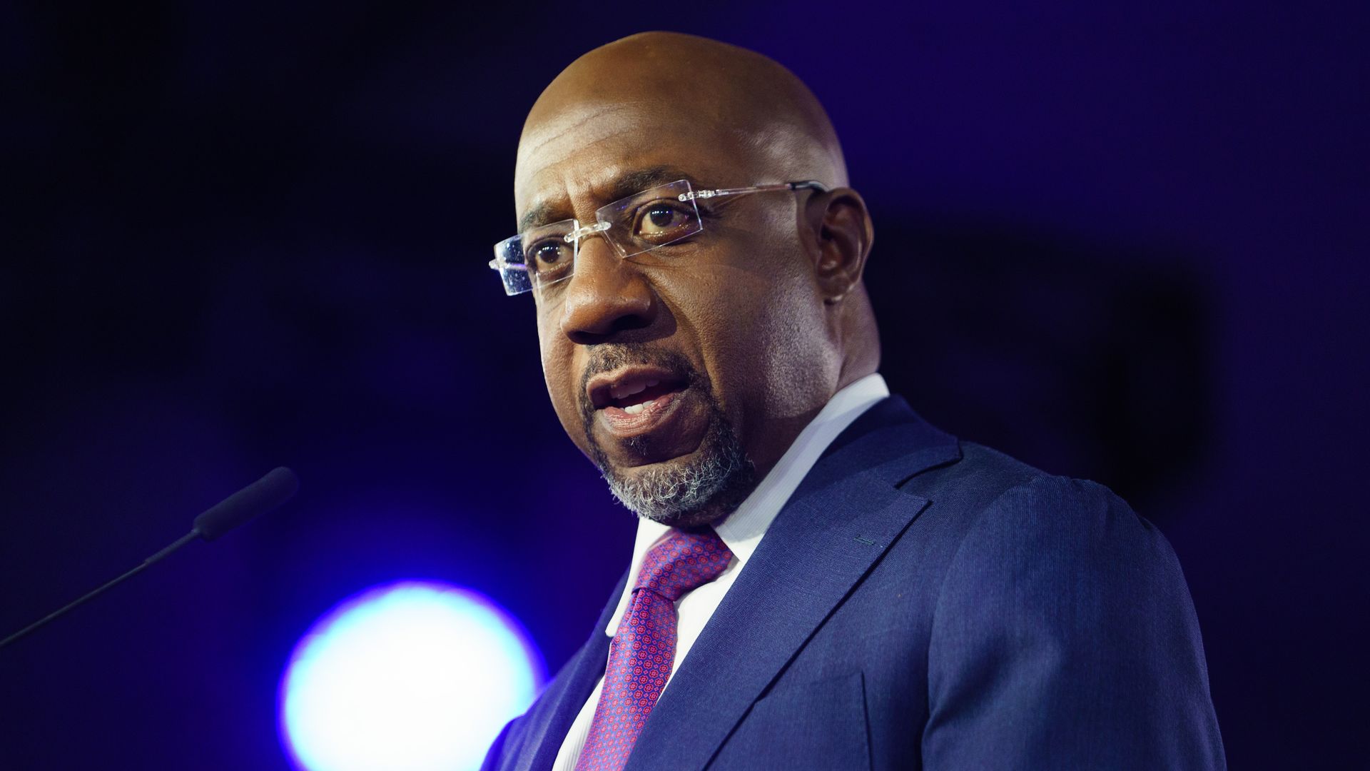 Senator Raphael Warnock speaks at a rally