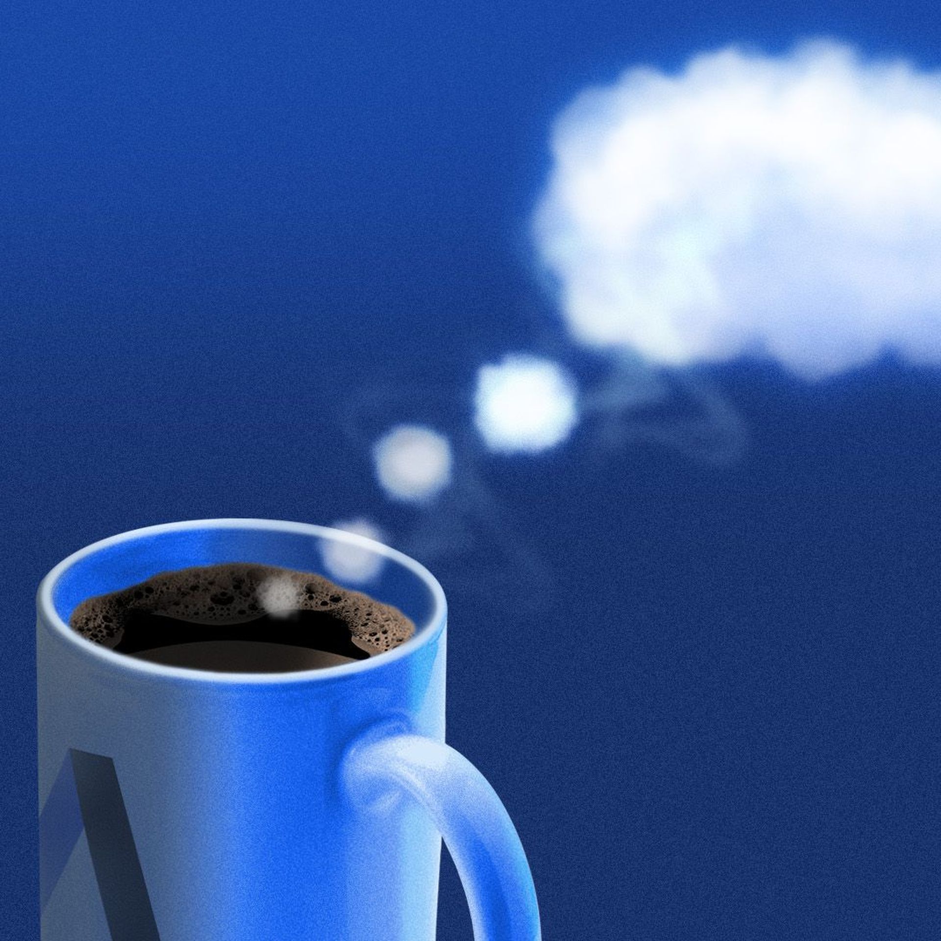 Illustration of a coffee mug with the Axios logo with steam forming a thought bubble