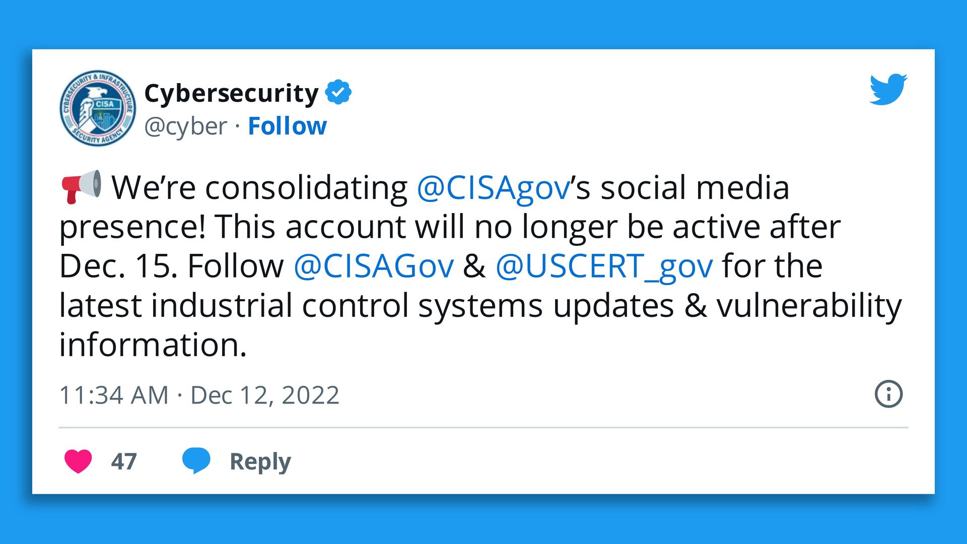 Screenshot of a tweet