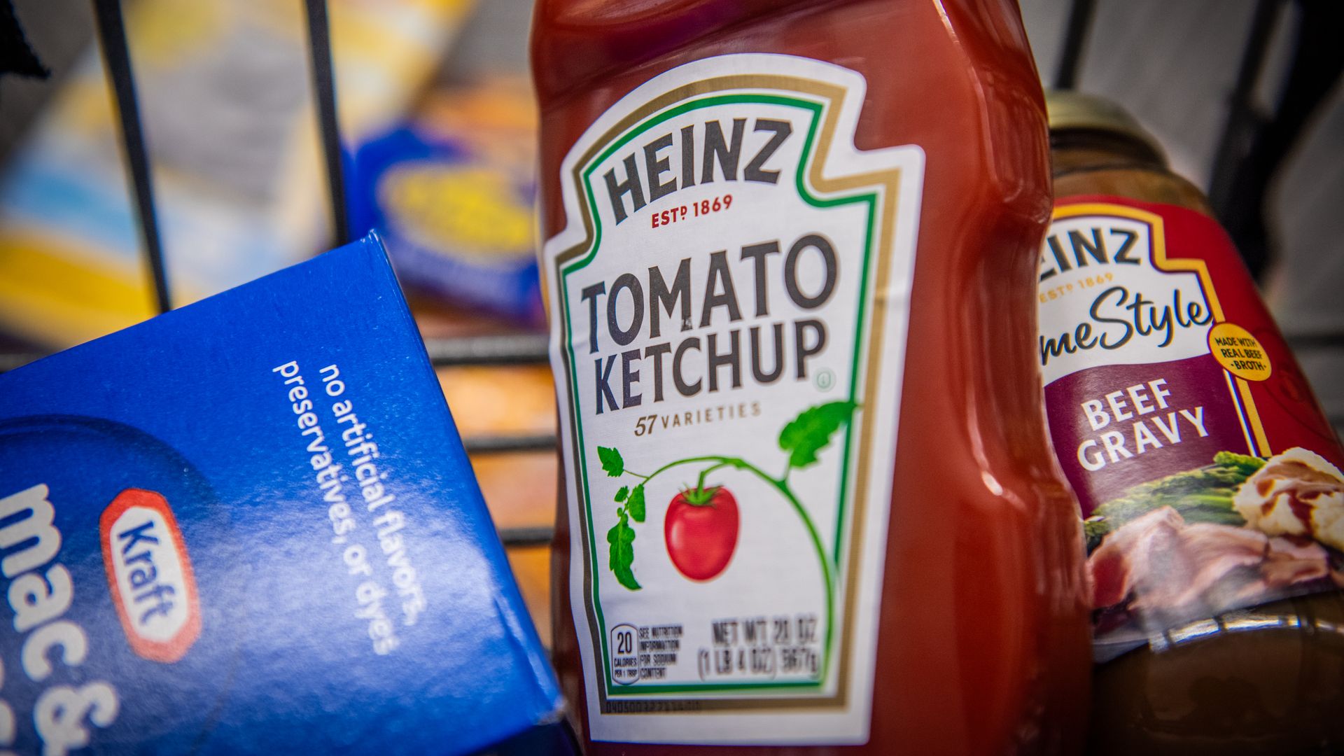 Heinz Kraft products arranged in a shopping cart.