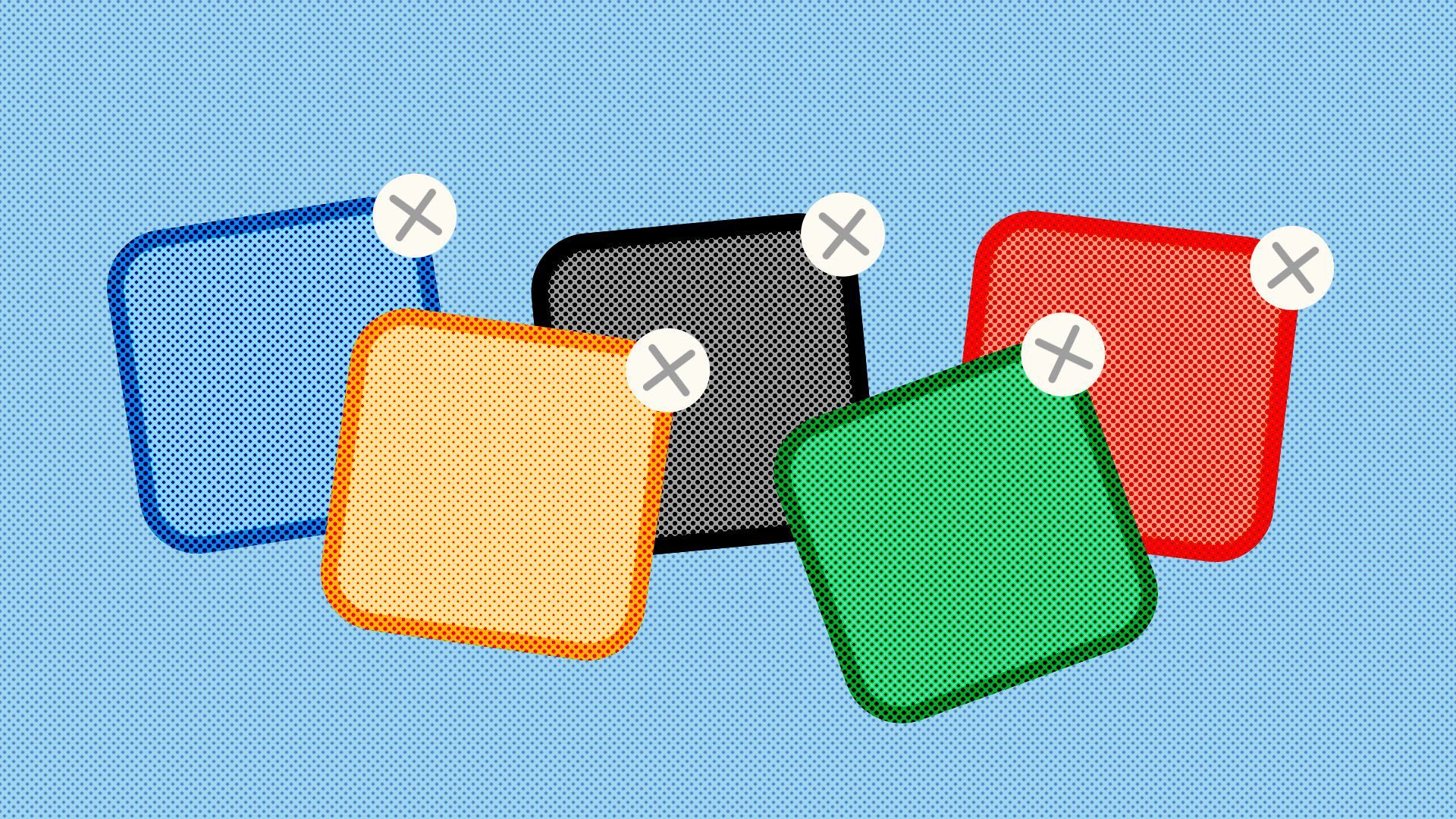 Illustration of app icons in the shape of the Olympic logo