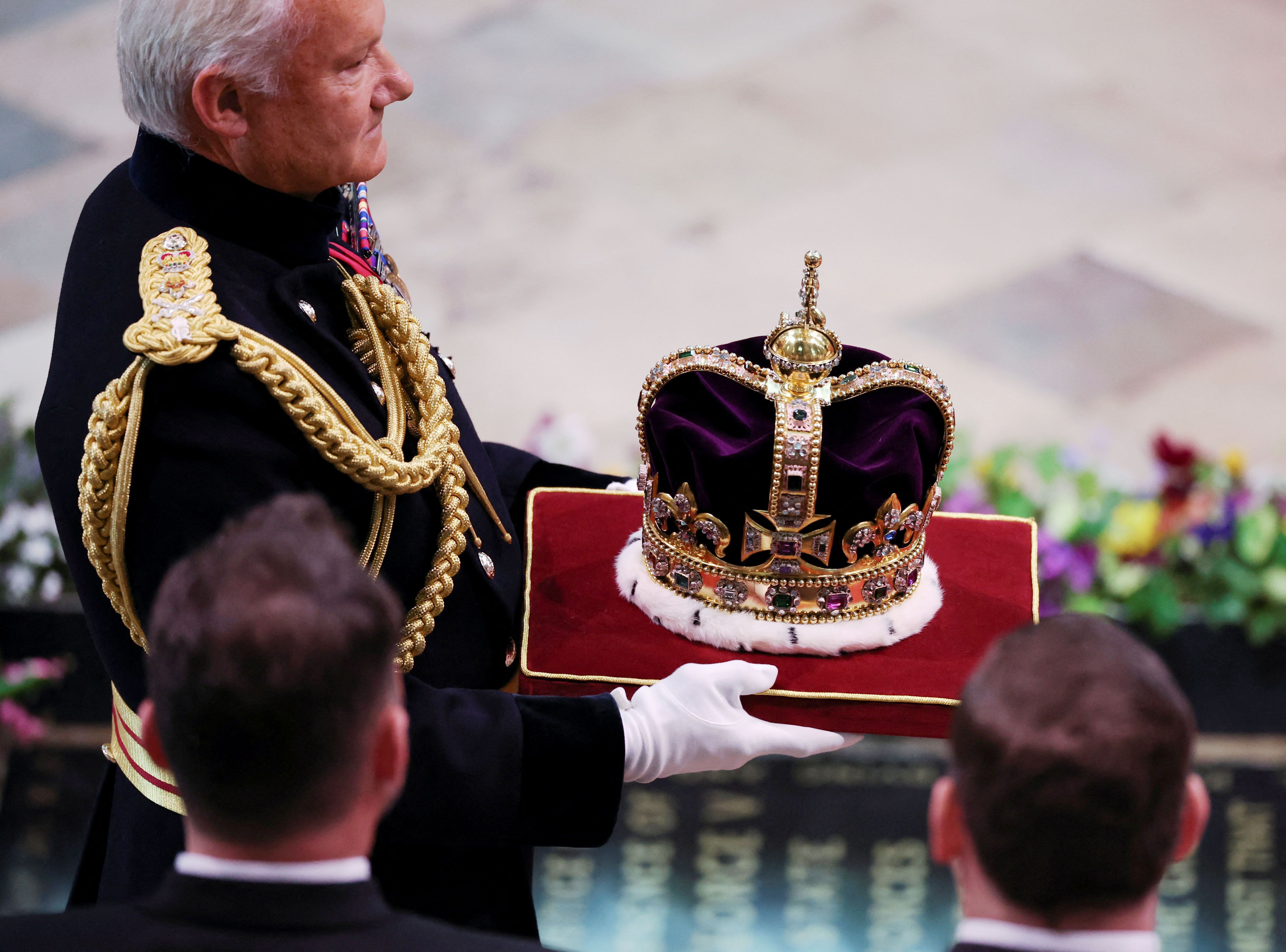 7th Century St Edward's Crown arrives for the Coronation of King Charles III 