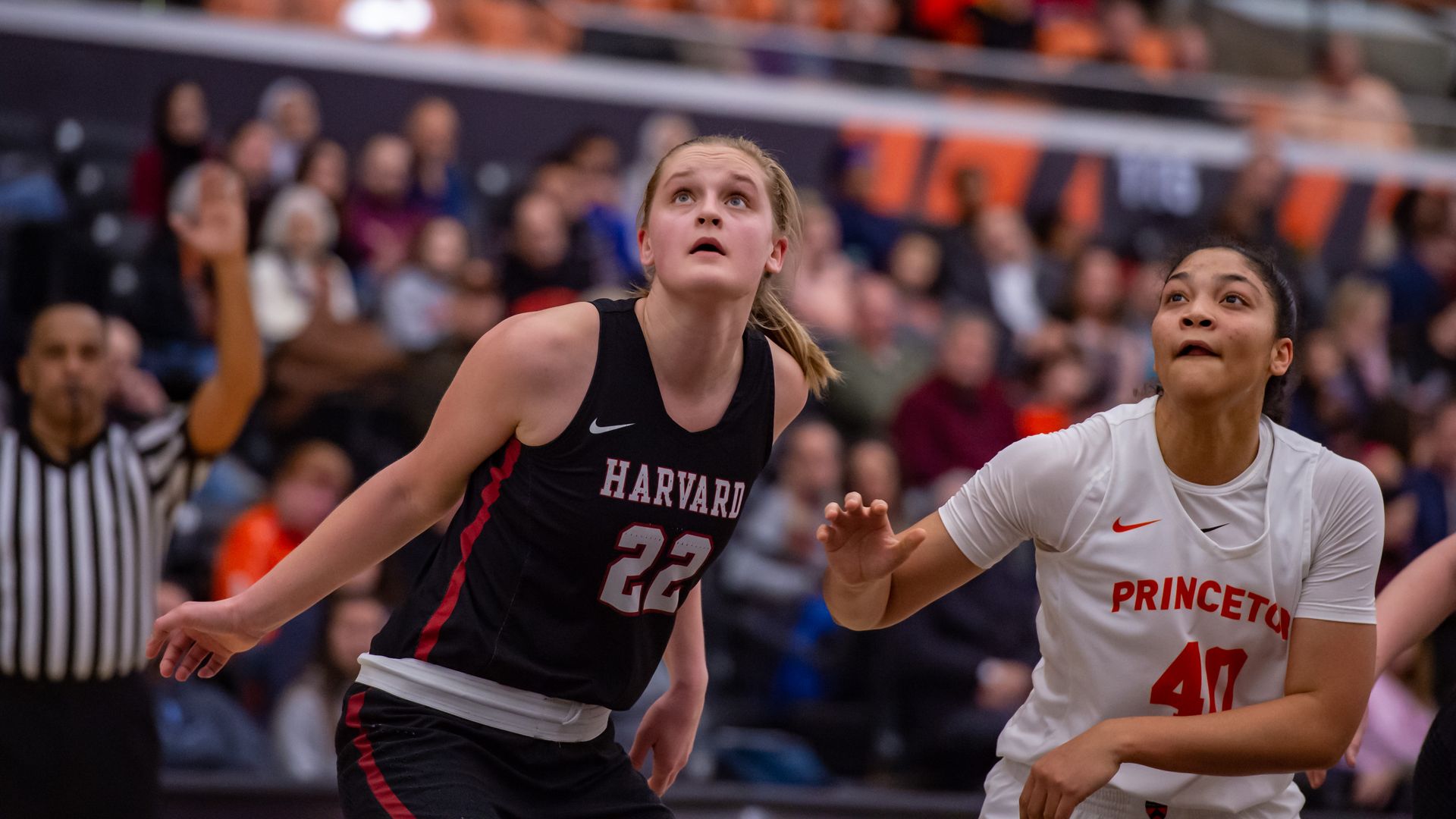 Harvard Crimson forward Maddie Stuhlreyer (22) during the Ivy League college basketball game between the Harvard Crimson and Princeton Tigers on February 21, 20