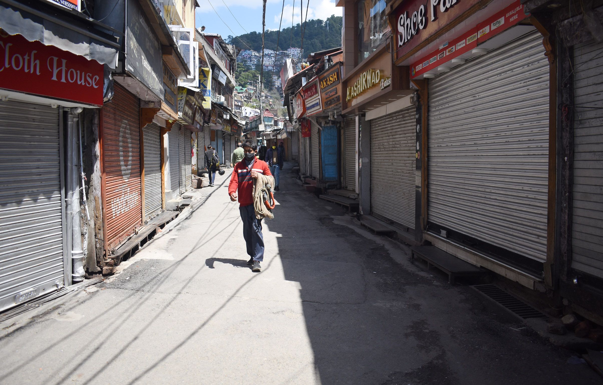A view of Lower Bazar after the governments decision of weekend lockdown, on April 24, 2021 in Shimla, India