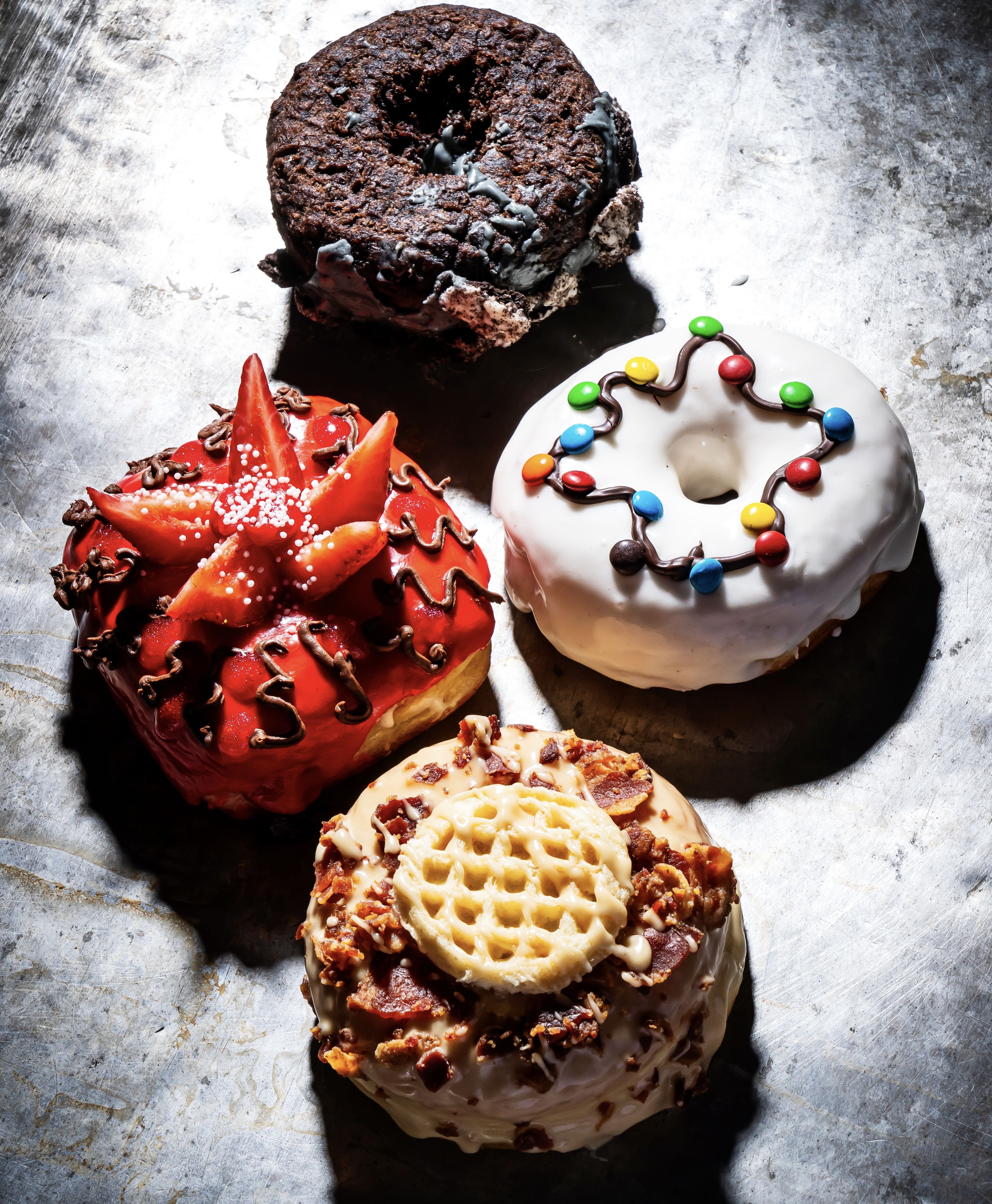 Four “Stranger Things” inspired doughnuts.