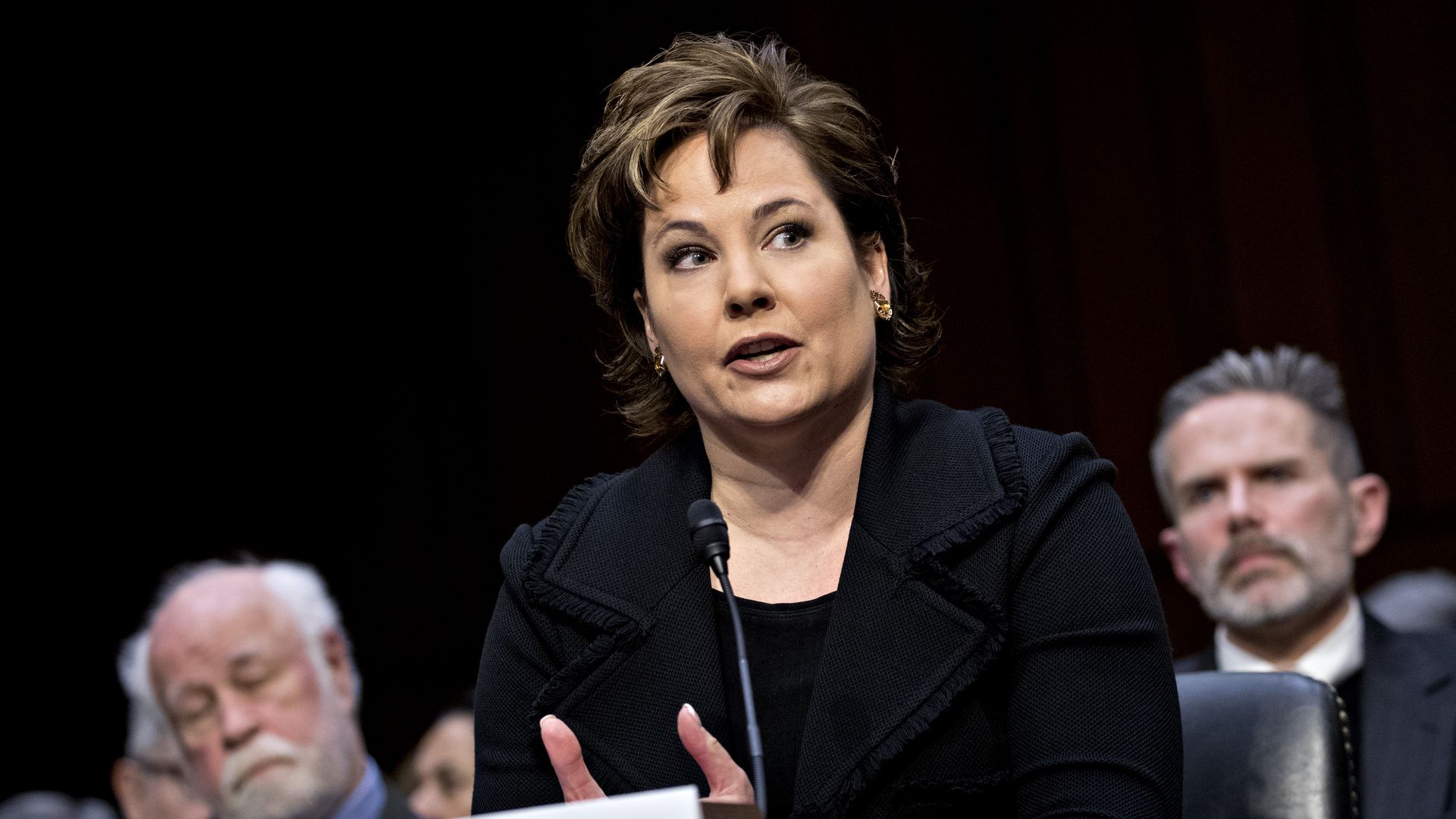 Photo of Christine Wilson testifying in a Senate hearing