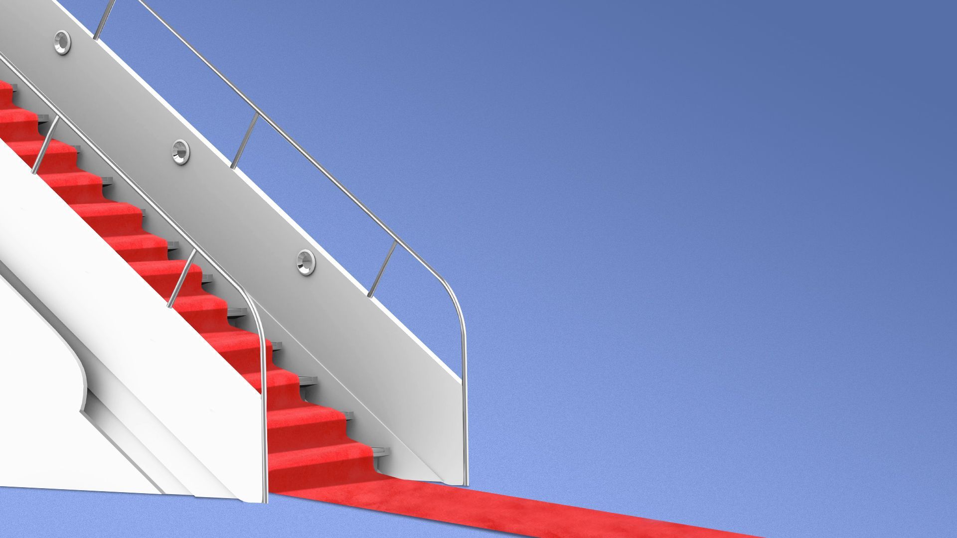 Illustration of an airplane staircase with a red carpet.