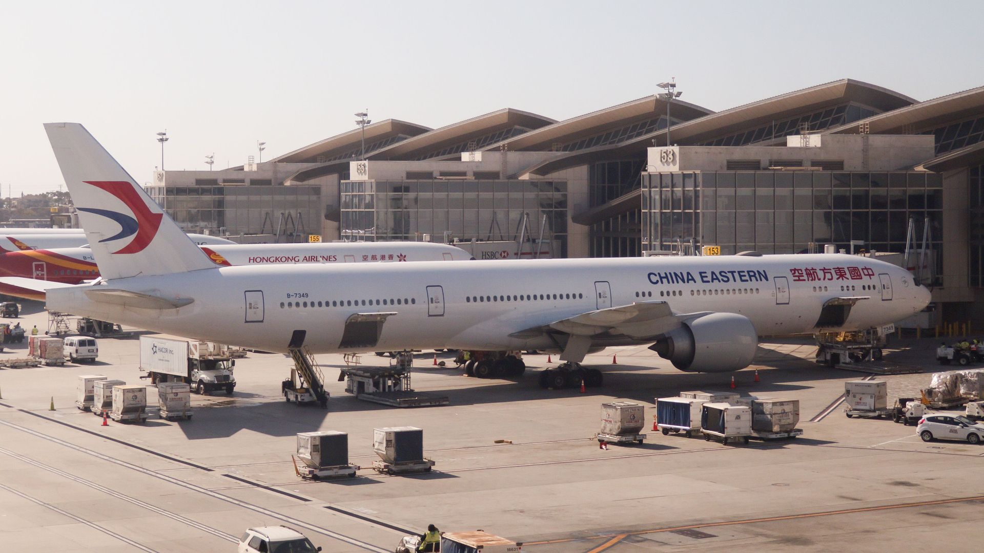 Airplane at a terminal.