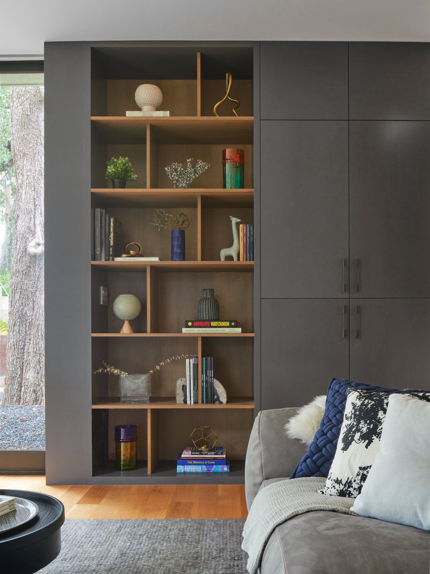 austin home tower moody modern townhouse shelving