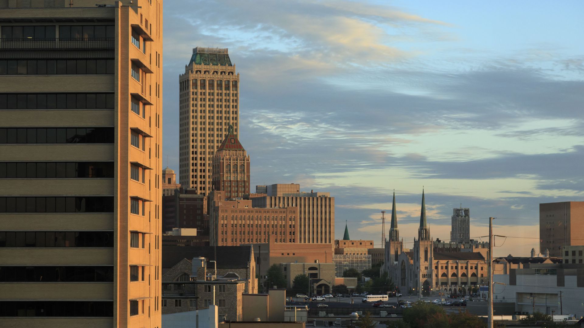 A city's skyline.