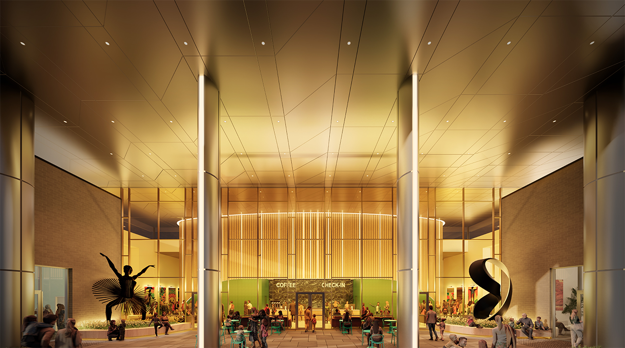 Rendering of a lobby. 