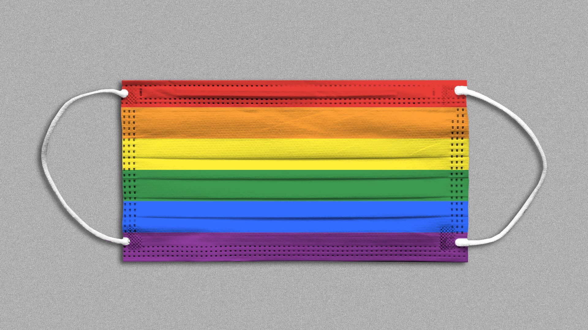 Illustration of an LGBTQ flag as a surgical mask.