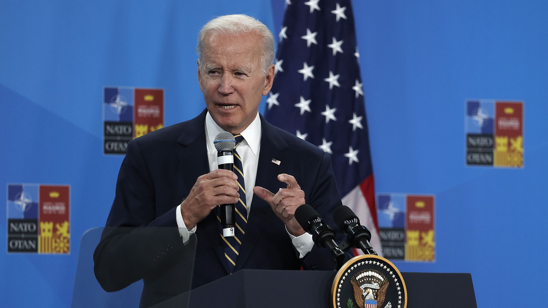 President Joe Biden holds a press conference on the last day of the NATO Summit at the IFEMA Convention Center, in Madrid, Spain on June 30, 2022.
