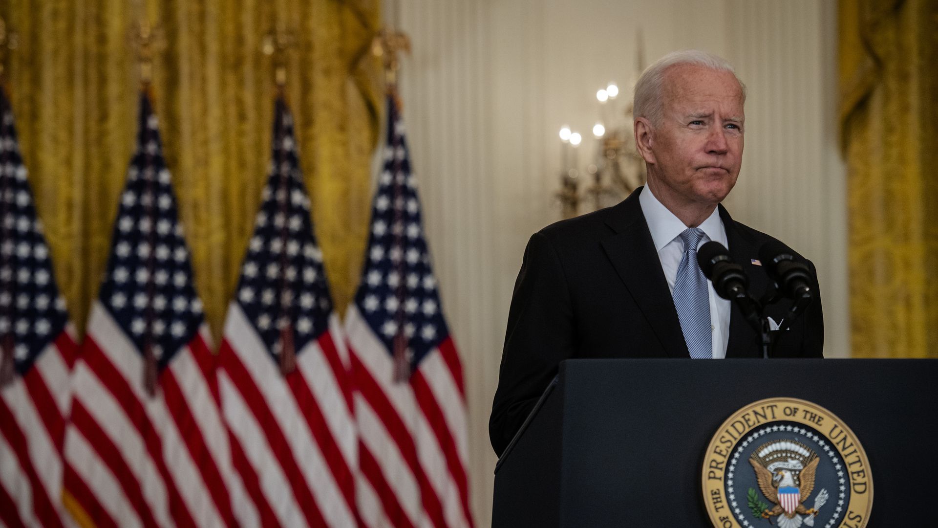 Biden speaking during a press conference Tuesday.