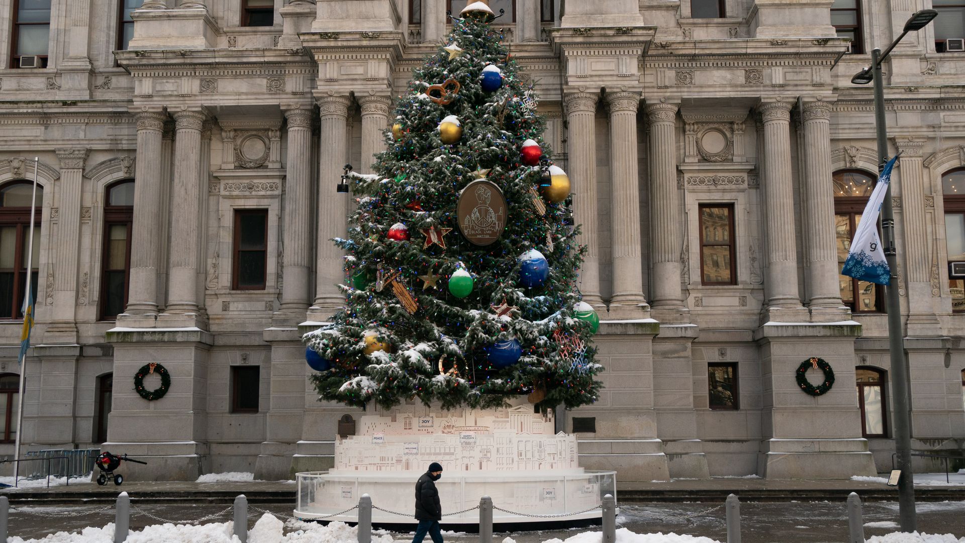 Philly's holiday tree, seen here in 2020 outside City Hall. 
