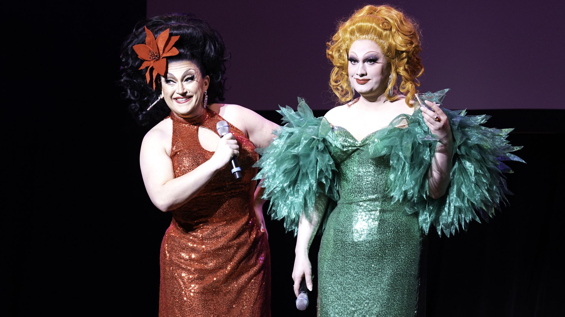 BenDeLaCreme and Jinkx Monsoon perform onstage during their 'Sold-Out' show 'The Jinkx & DeLa Holiday Show' at Town Hall on December 02, 2022 in New York City. (Photo by Santiago Felipe/Getty Images)